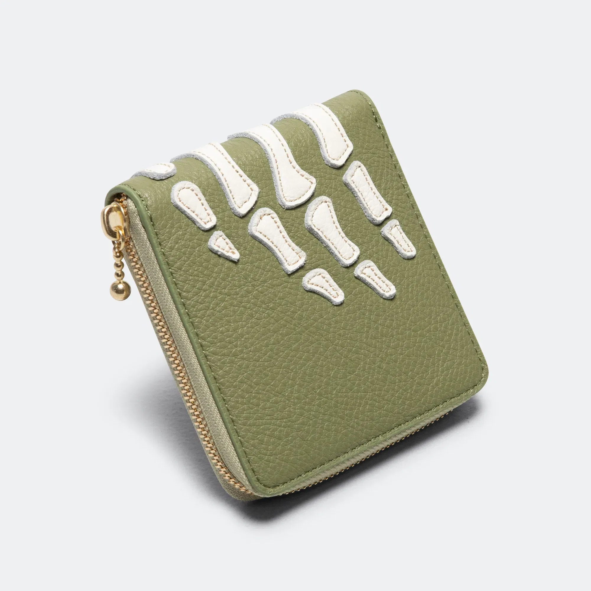 KAPITAL THUMB-UP BONE BAND ZIP Wallet - Olive