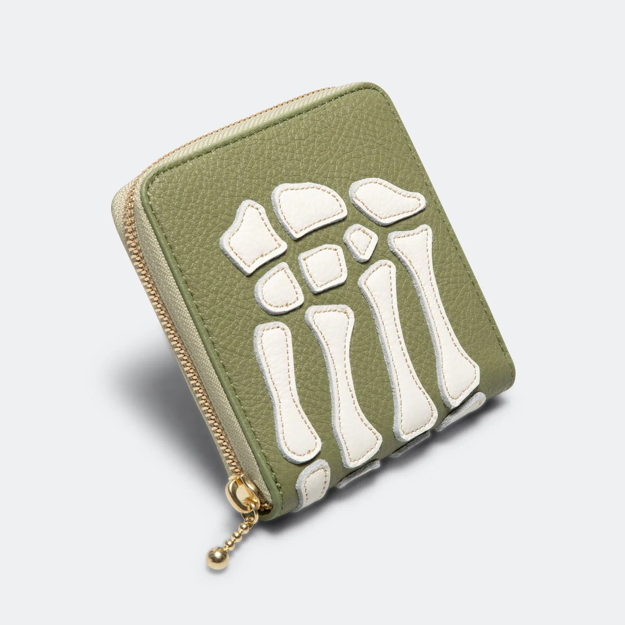 KAPITAL THUMB-UP BONE BAND ZIP Wallet - Olive