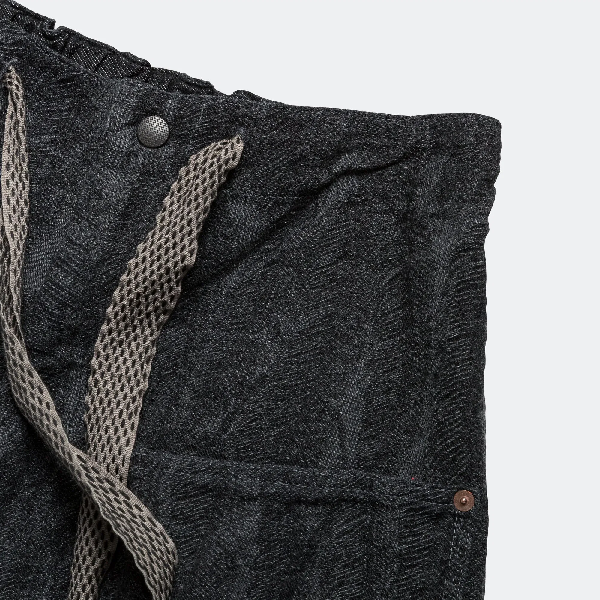 KAPITAL 12oz MAGPIE Denim W-Knee Easy Short Pants - Black/Black