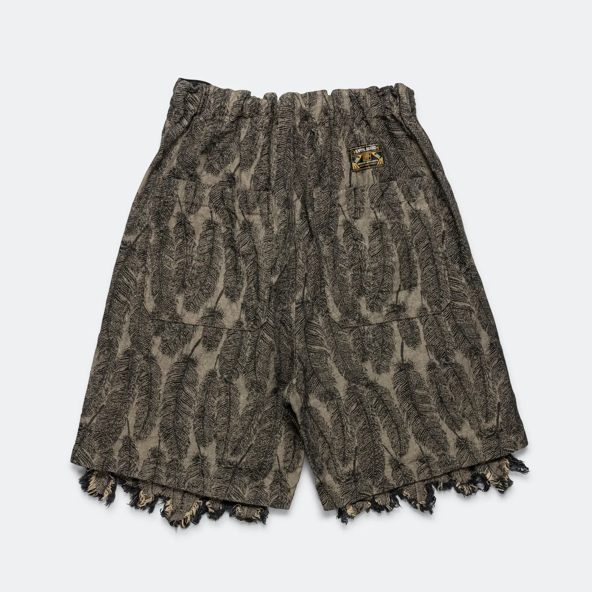KAPITAL 12oz MAGPIE Denim W-Knee Easy Short Pants - Black/Beige