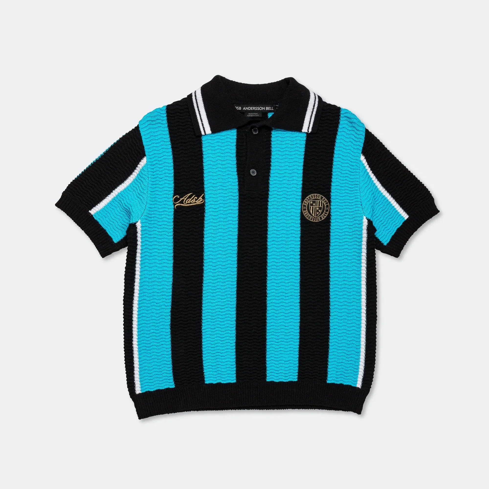 Andersson Bell Stripe Soccer Polo Sweater - Black/Blue