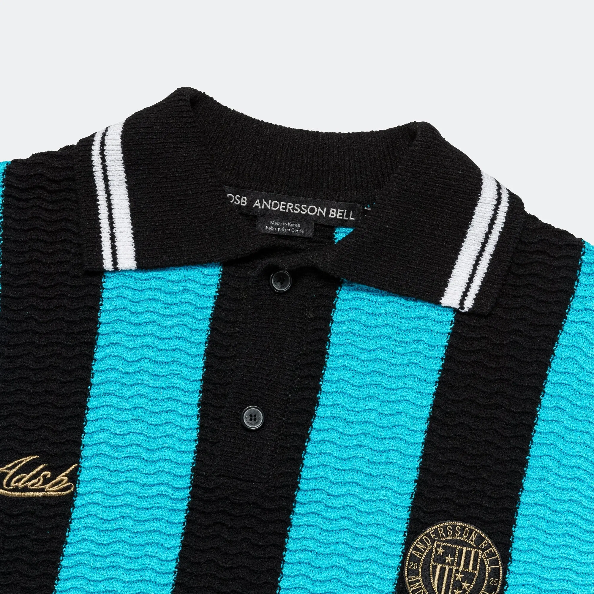 Andersson Bell Stripe Soccer Polo Sweater - Black/Blue