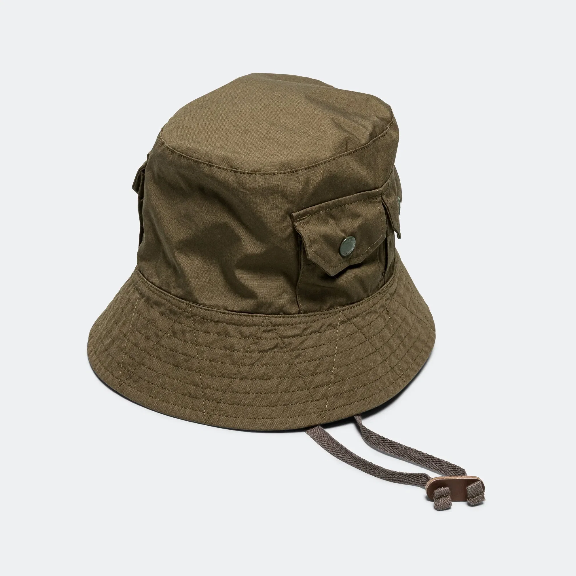 Engineered Garments Explorer Hat - Olive Coated Cotton Cloth