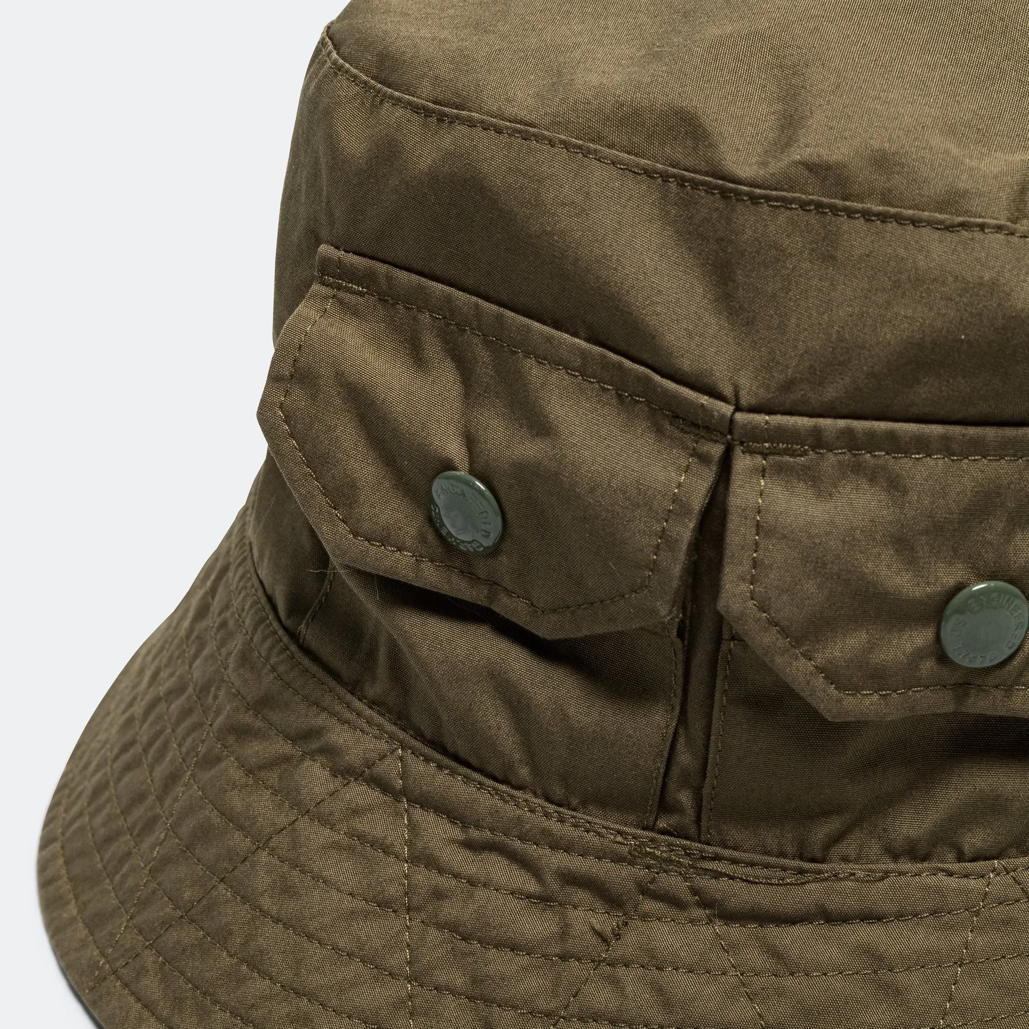 Engineered Garments Explorer Hat - Olive Coated Cotton Cloth