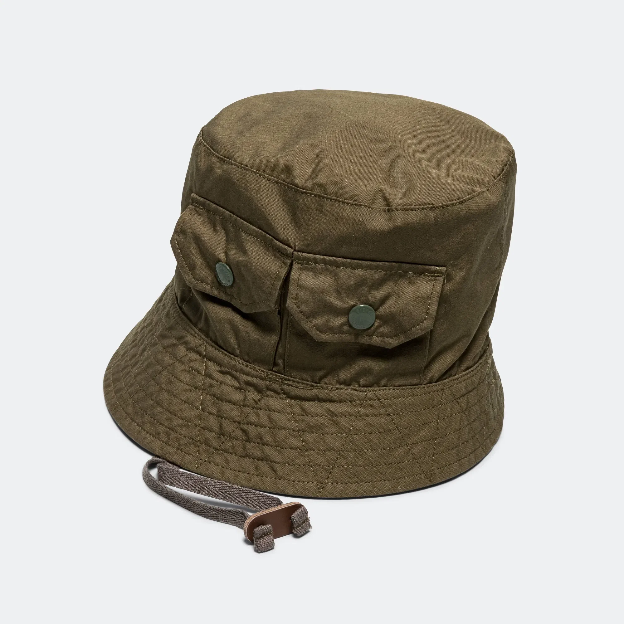 Engineered Garments Explorer Hat - Olive Coated Cotton Cloth