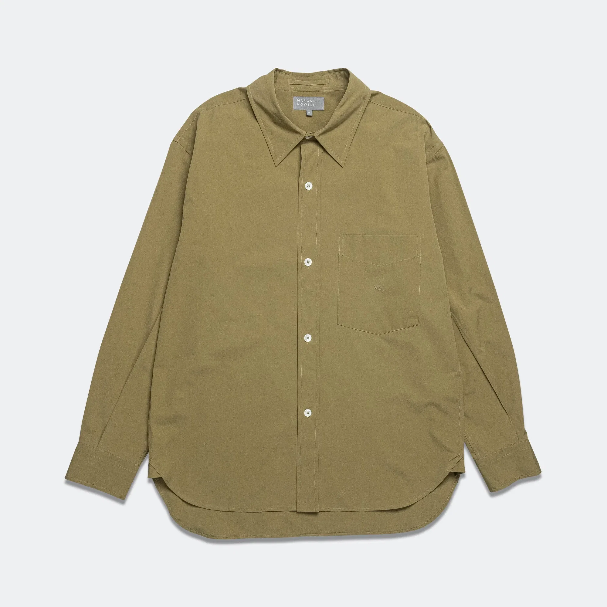 Margaret Howell Monogram Shirt - Fine Cotton Poplin Warm Olive