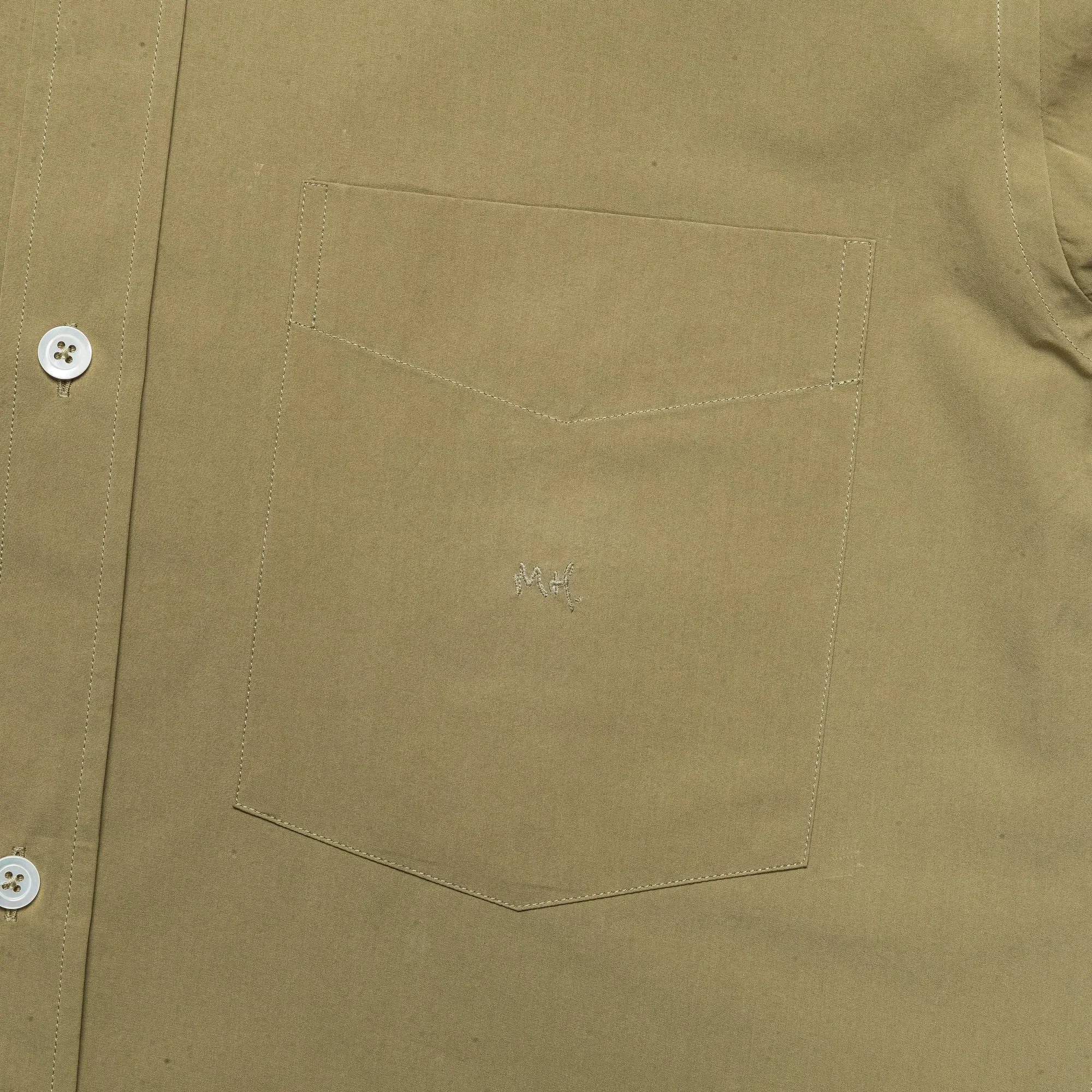 Margaret Howell Monogram Shirt - Fine Cotton Poplin Warm Olive