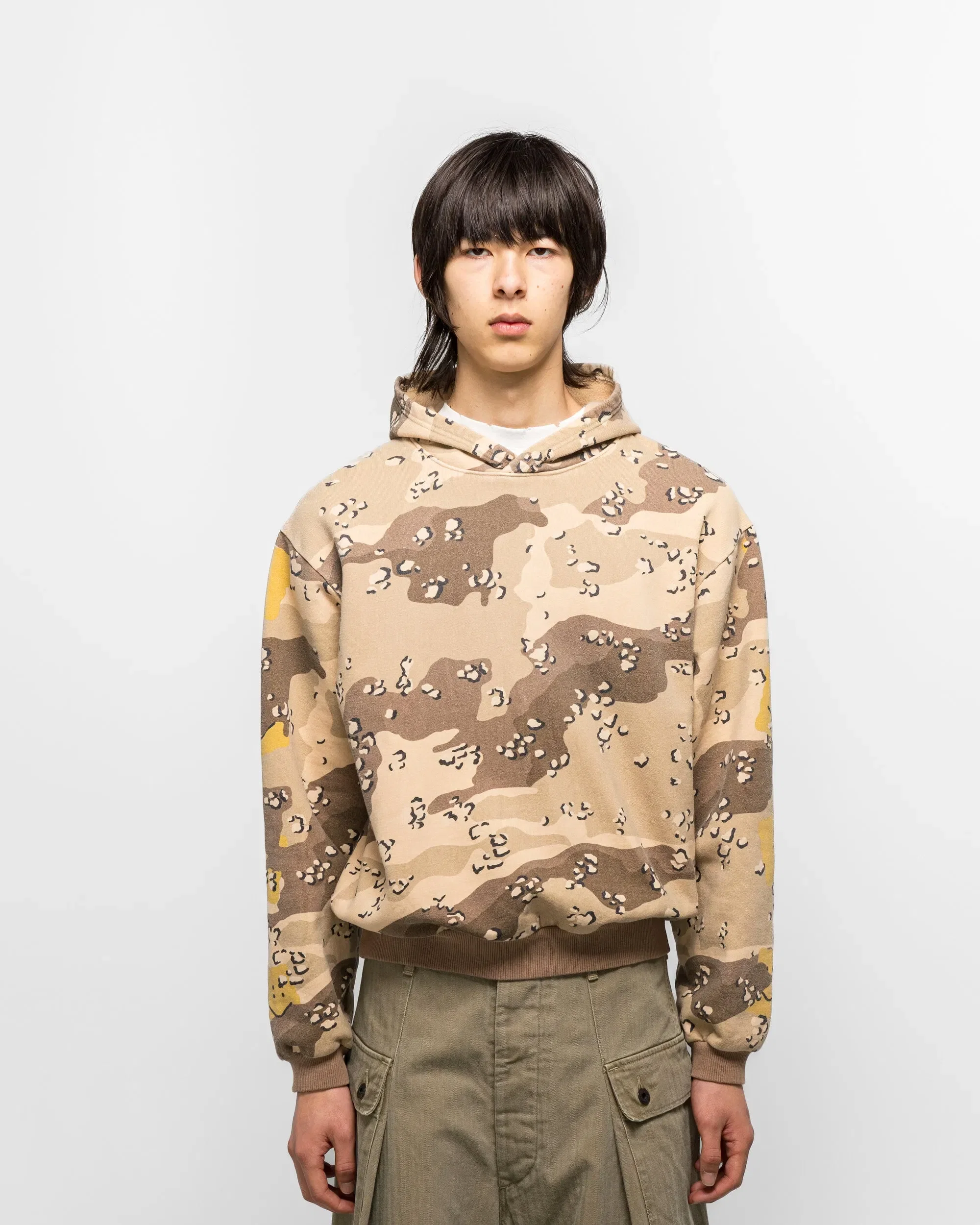 KAPITAL SWT Knit PECKISH CHOCO-CHIP Camo Hoodie - Beige