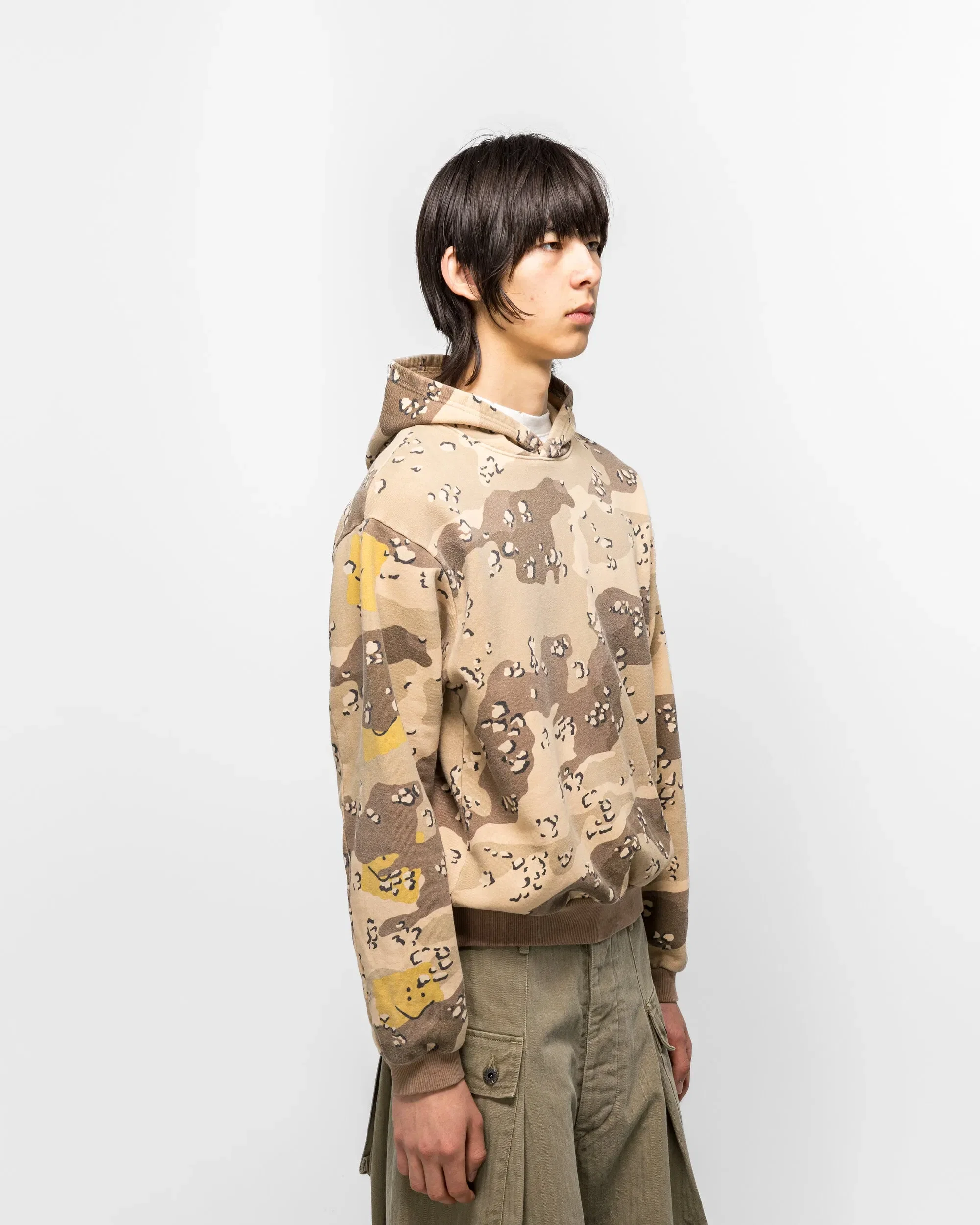 KAPITAL SWT Knit PECKISH CHOCO-CHIP Camo Hoodie - Beige