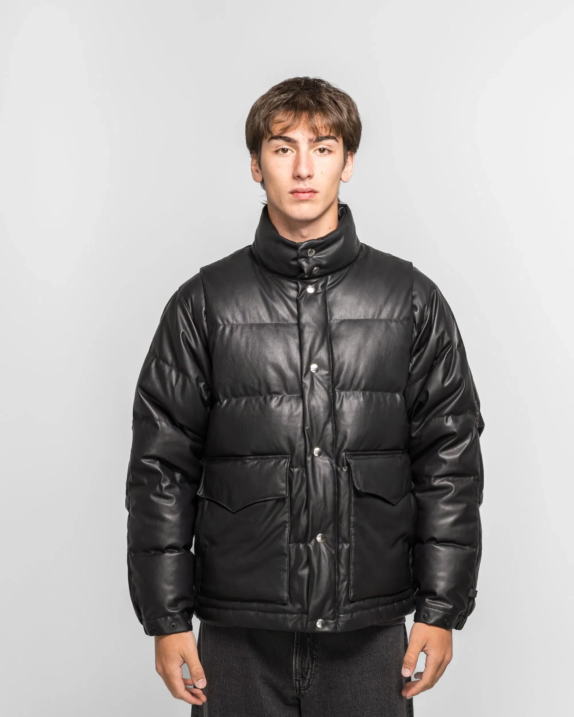 DAIWA PIER39 Tech 2WAY Leather Like Down Jacket - Black