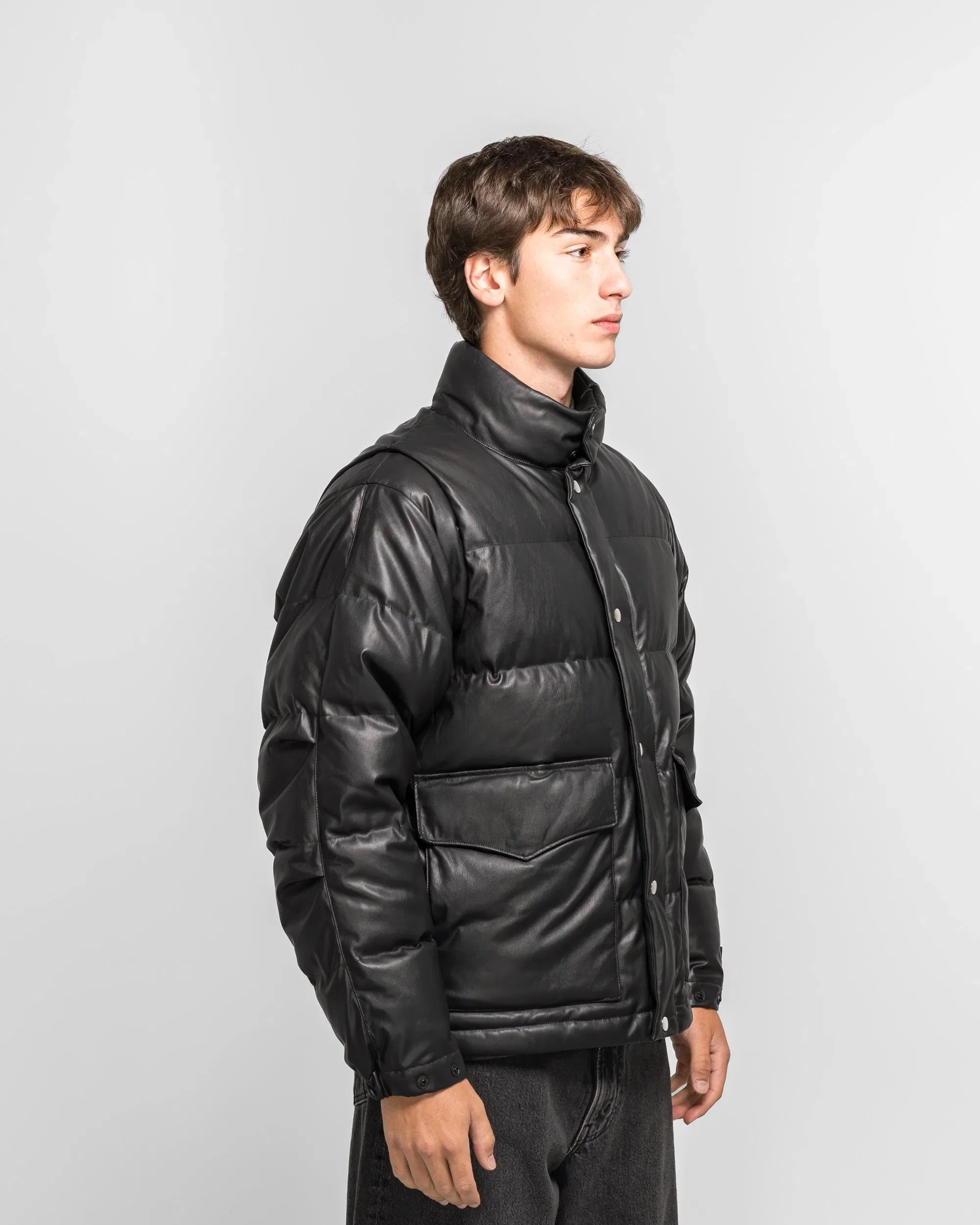 DAIWA PIER39 Tech 2WAY Leather Like Down Jacket - Black