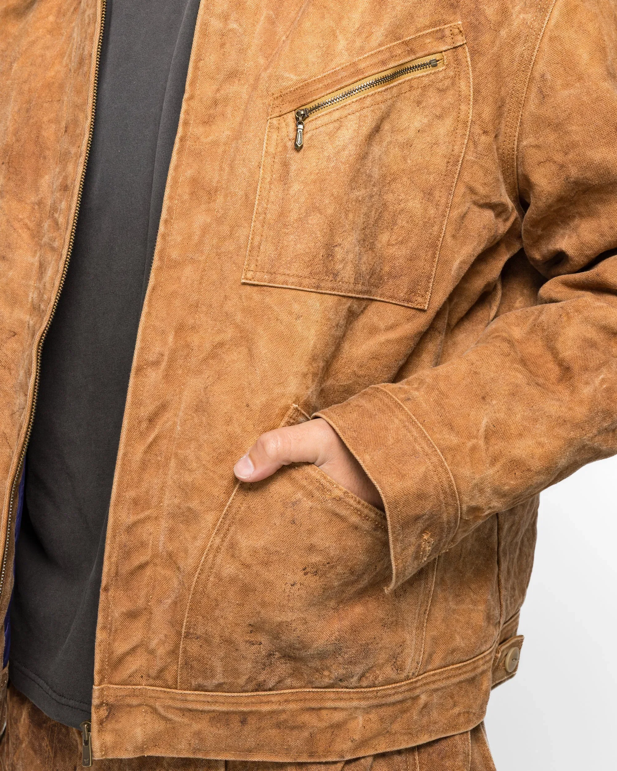 Needles Zipped Work Jacket - Brown Duck Canvas