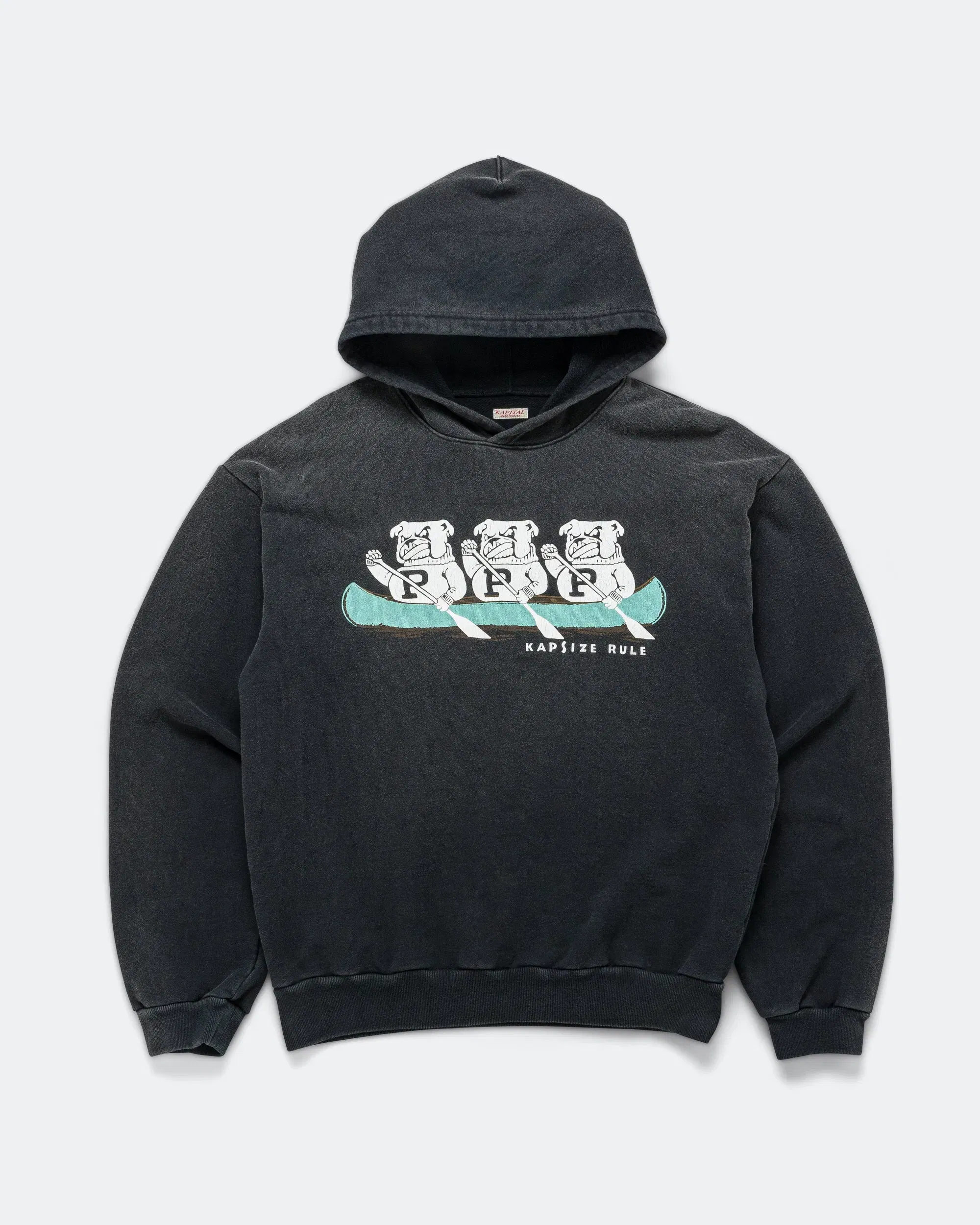 KAPITAL SWT Knit Hoodie ('P' BULLDOG) - Black