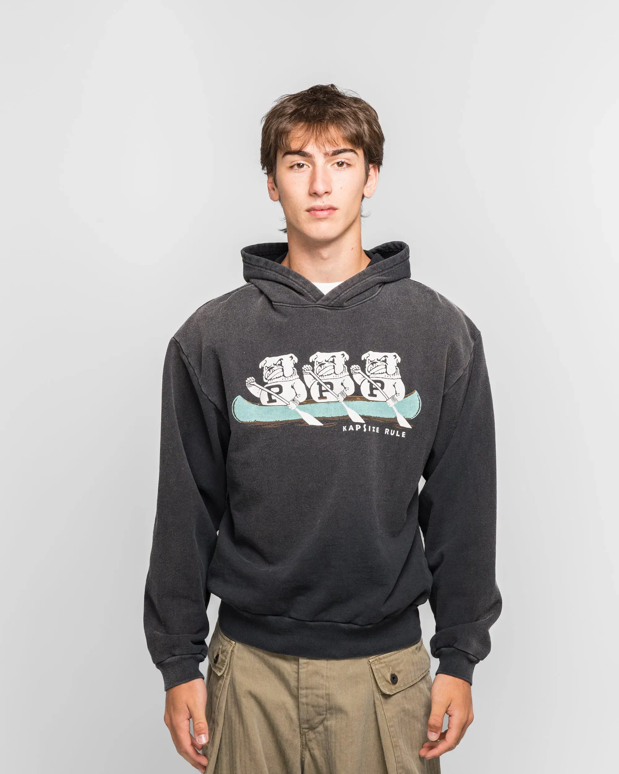 KAPITAL SWT Knit Hoodie ('P' BULLDOG) - Black