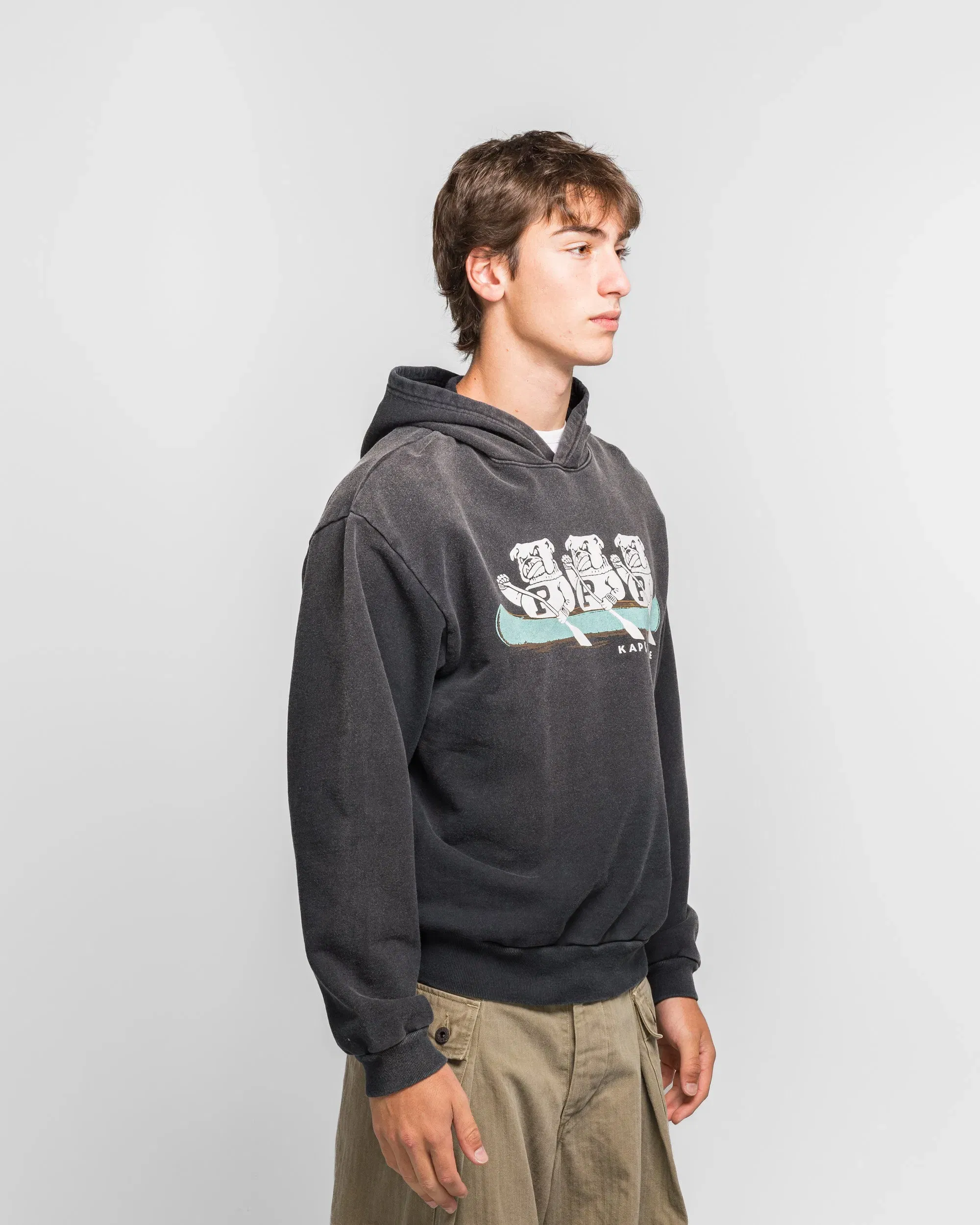 KAPITAL SWT Knit Hoodie ('P' BULLDOG) - Black