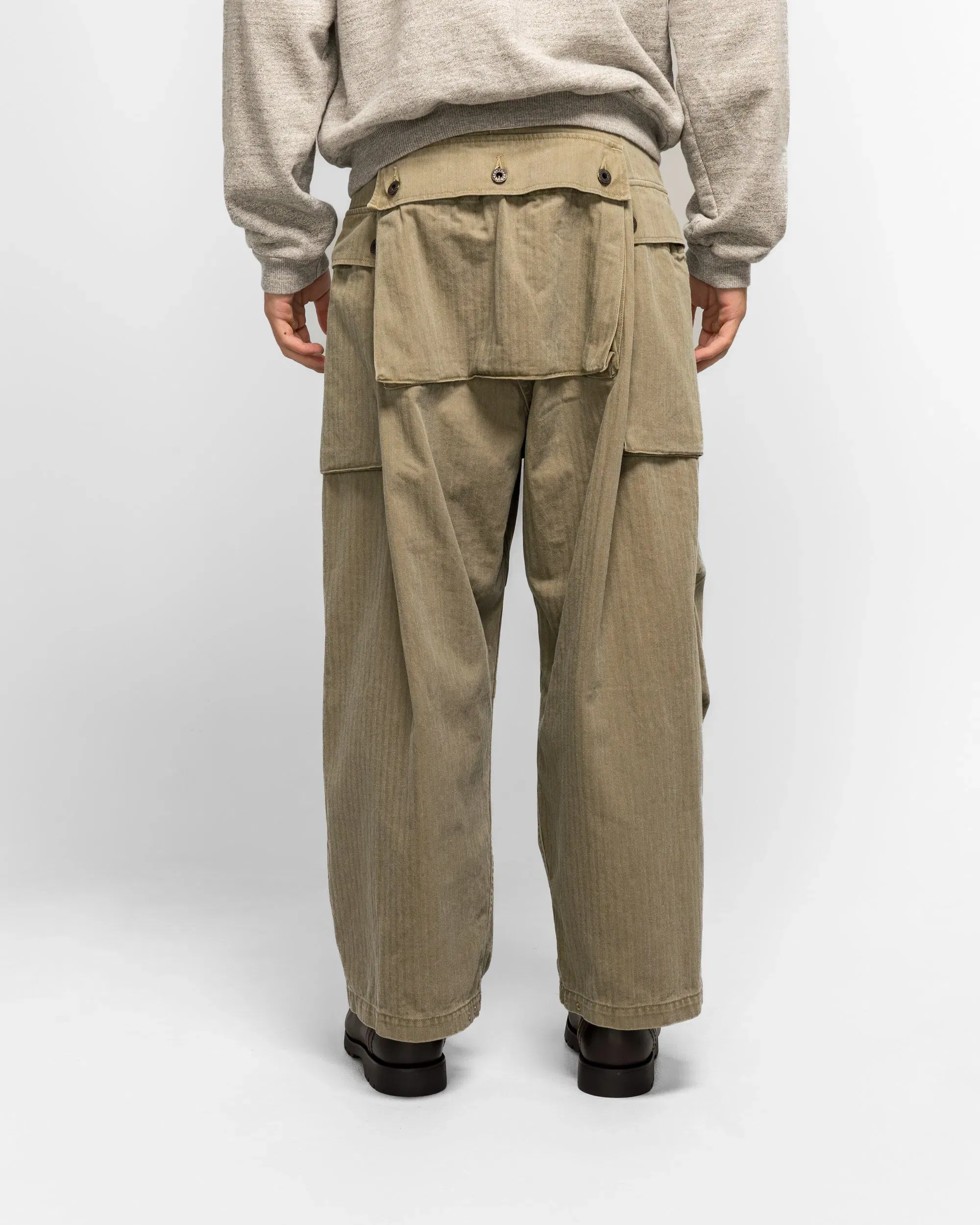 KAPITAL Herringbone JUMBO MONKEY Pants - Khaki
