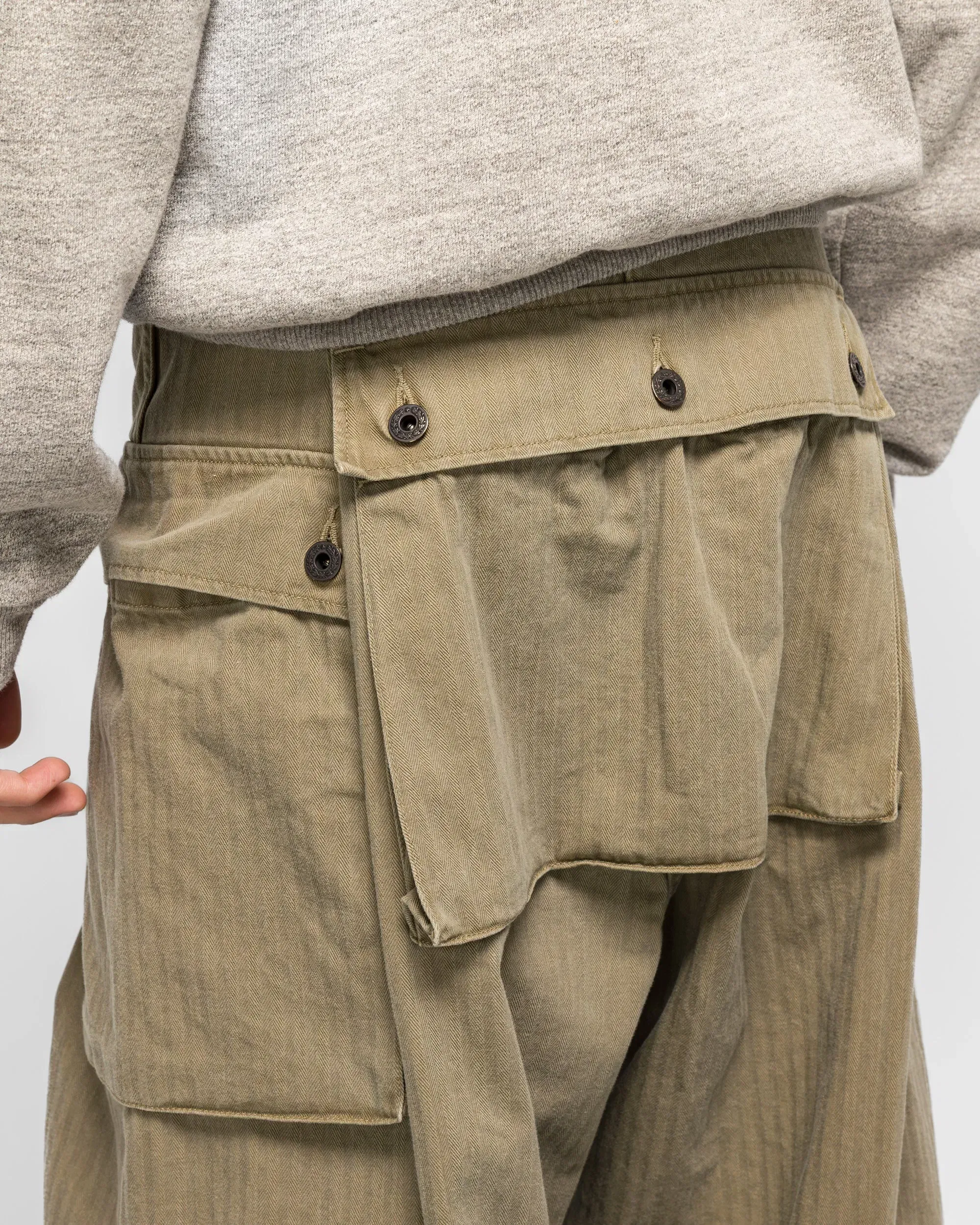 KAPITAL Herringbone JUMBO MONKEY Pants - Khaki