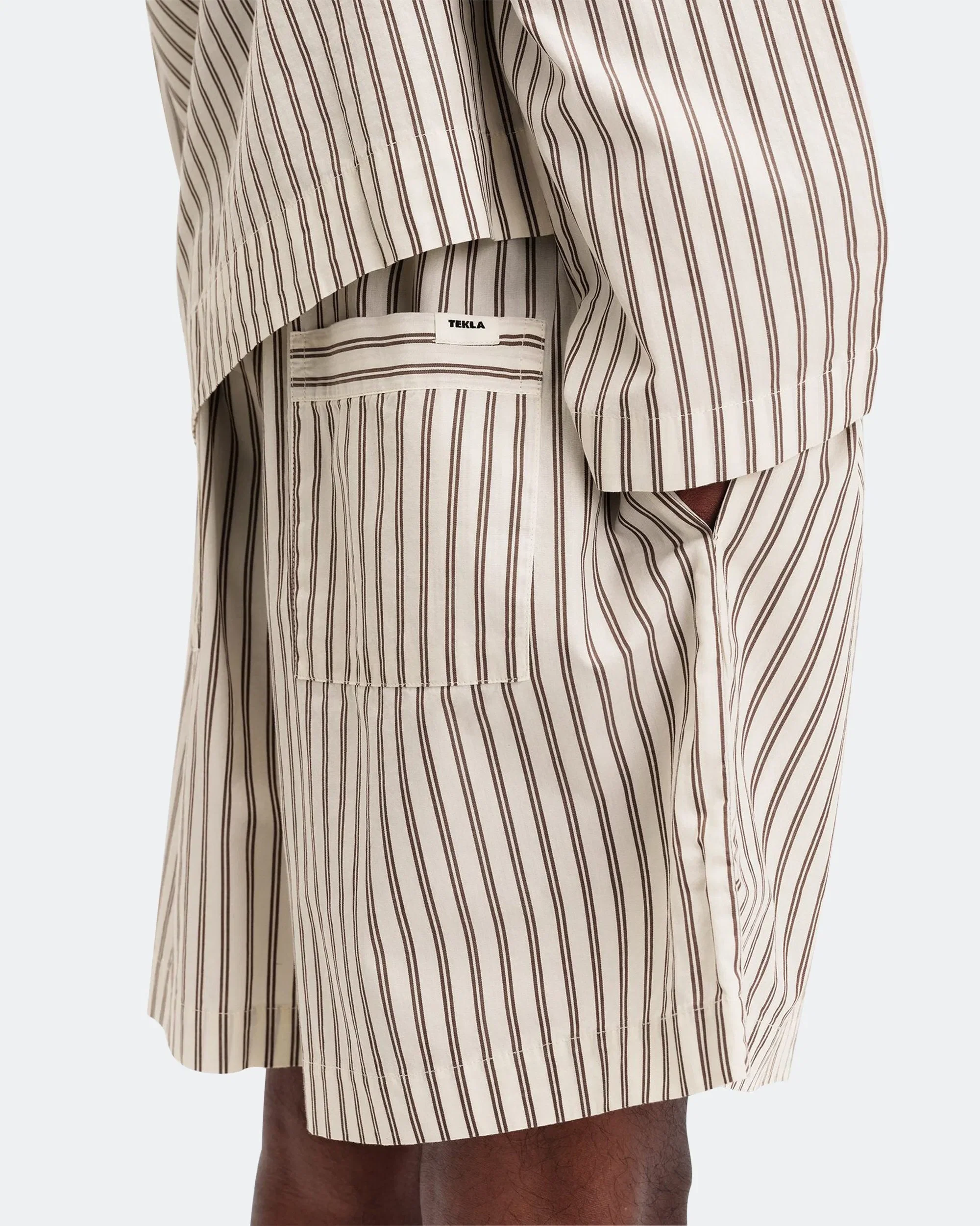TEKLA Pyjama Shorts - Hopper Stripes Cotton Poplin