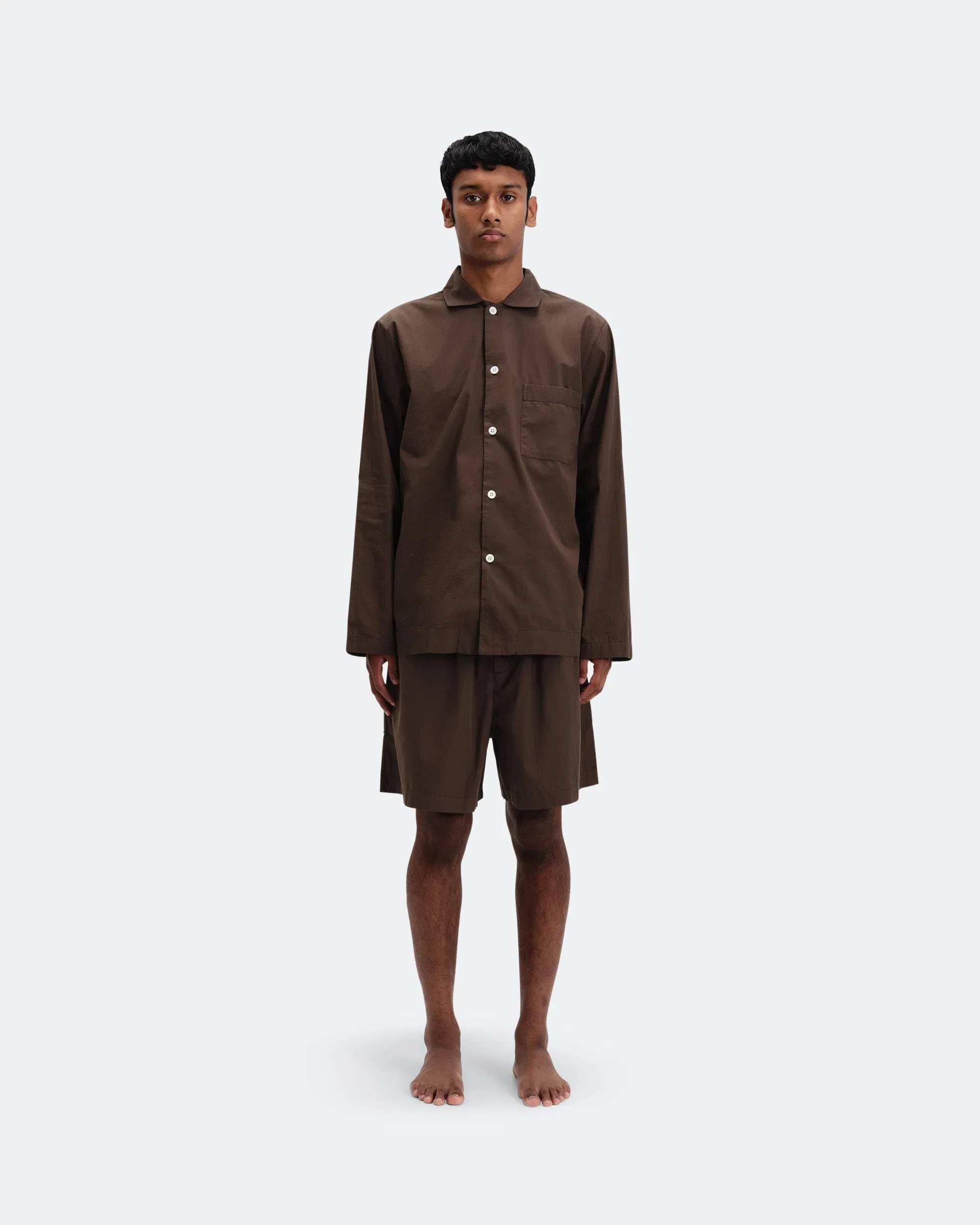 TEKLA Pyjama Shorts - Coffee Cotton Poplin