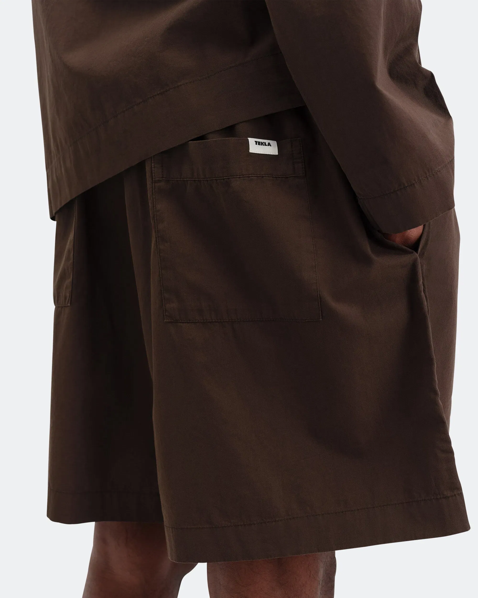 TEKLA Pyjama Shorts - Coffee Cotton Poplin