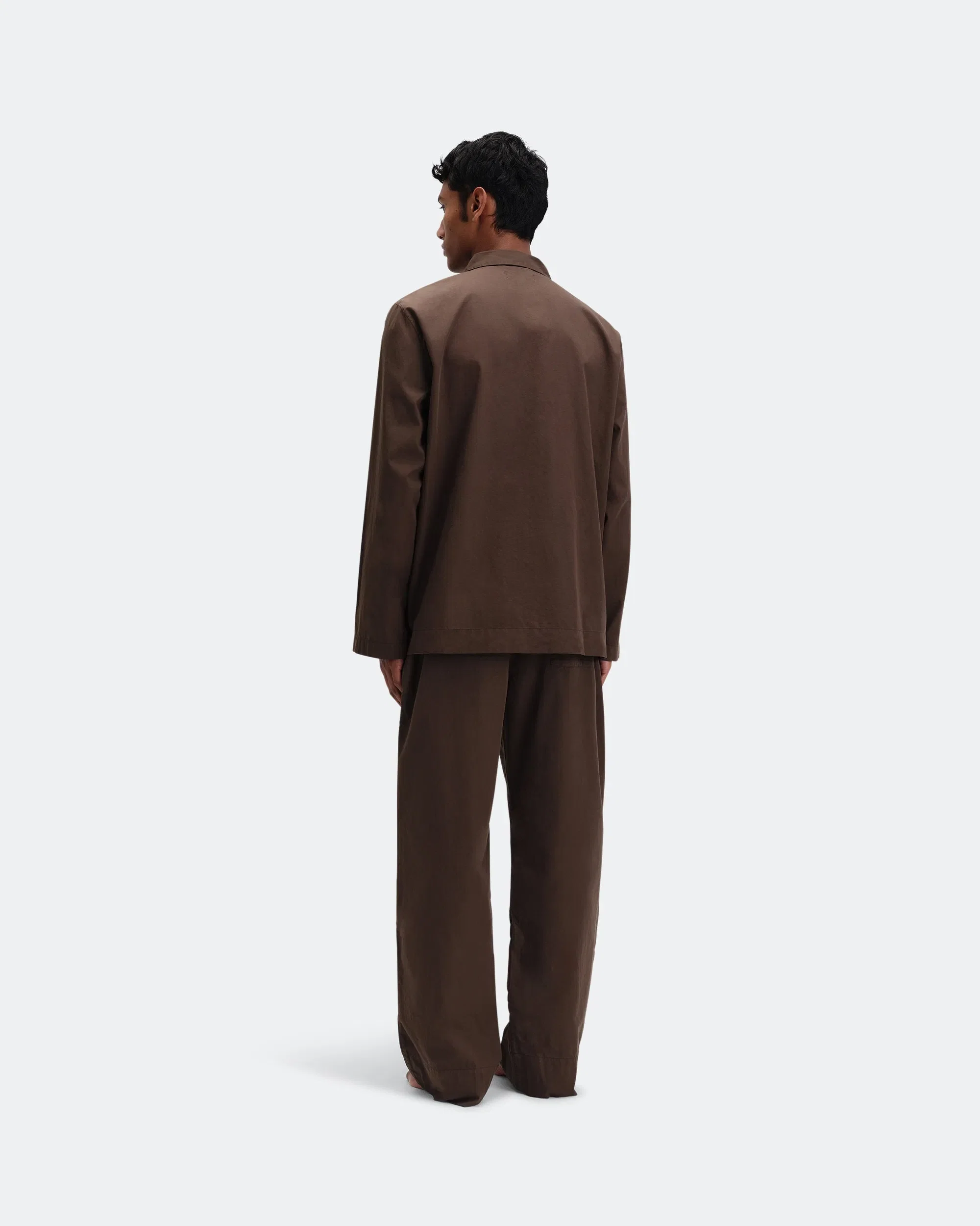 TEKLA Pyjama Shirt - Coffee Cotton Poplin