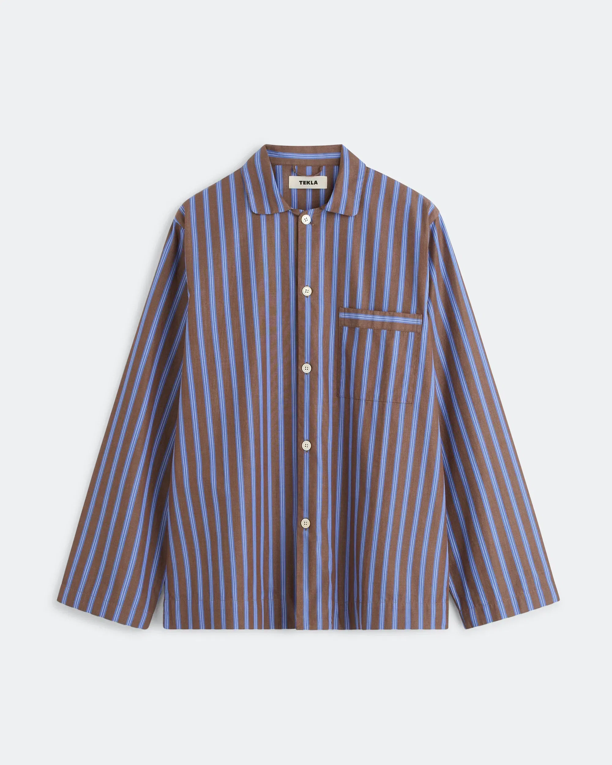 TEKLA Pyjama Shirt - Chestnut Stripes