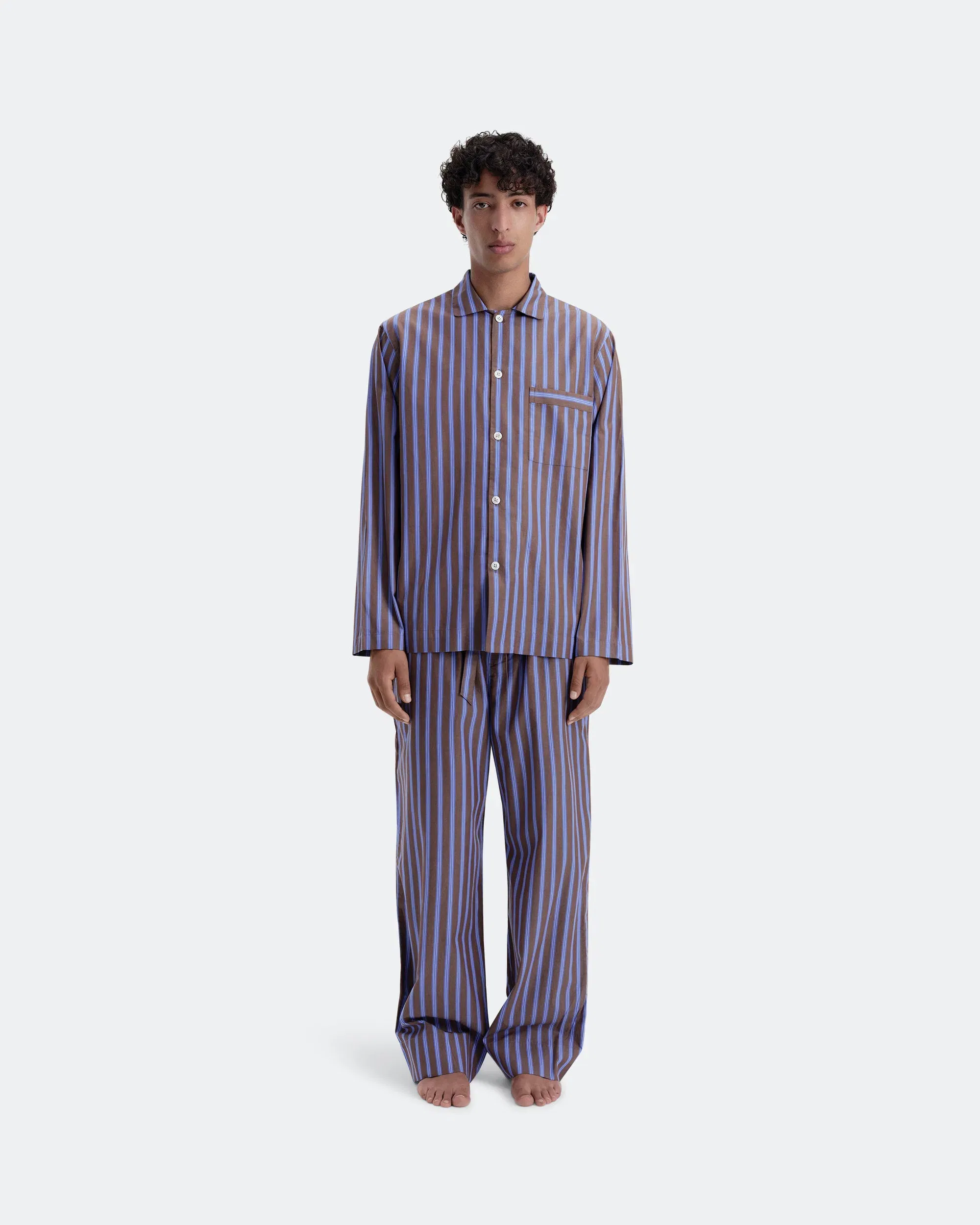 TEKLA Pyjama Shirt - Chestnut Stripes