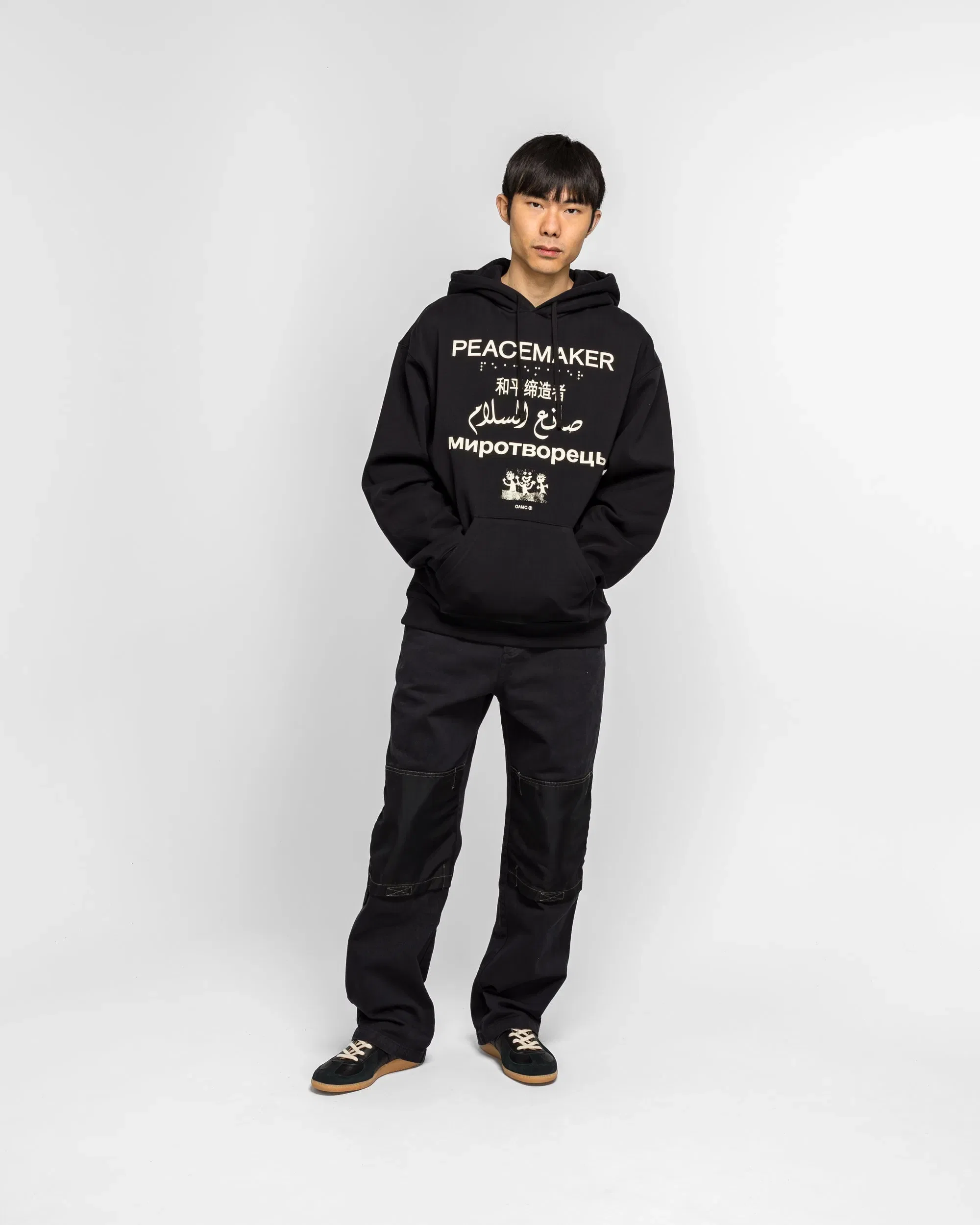 OAMC Peacemaker Loose Fit Hoodie Languages Print - Black