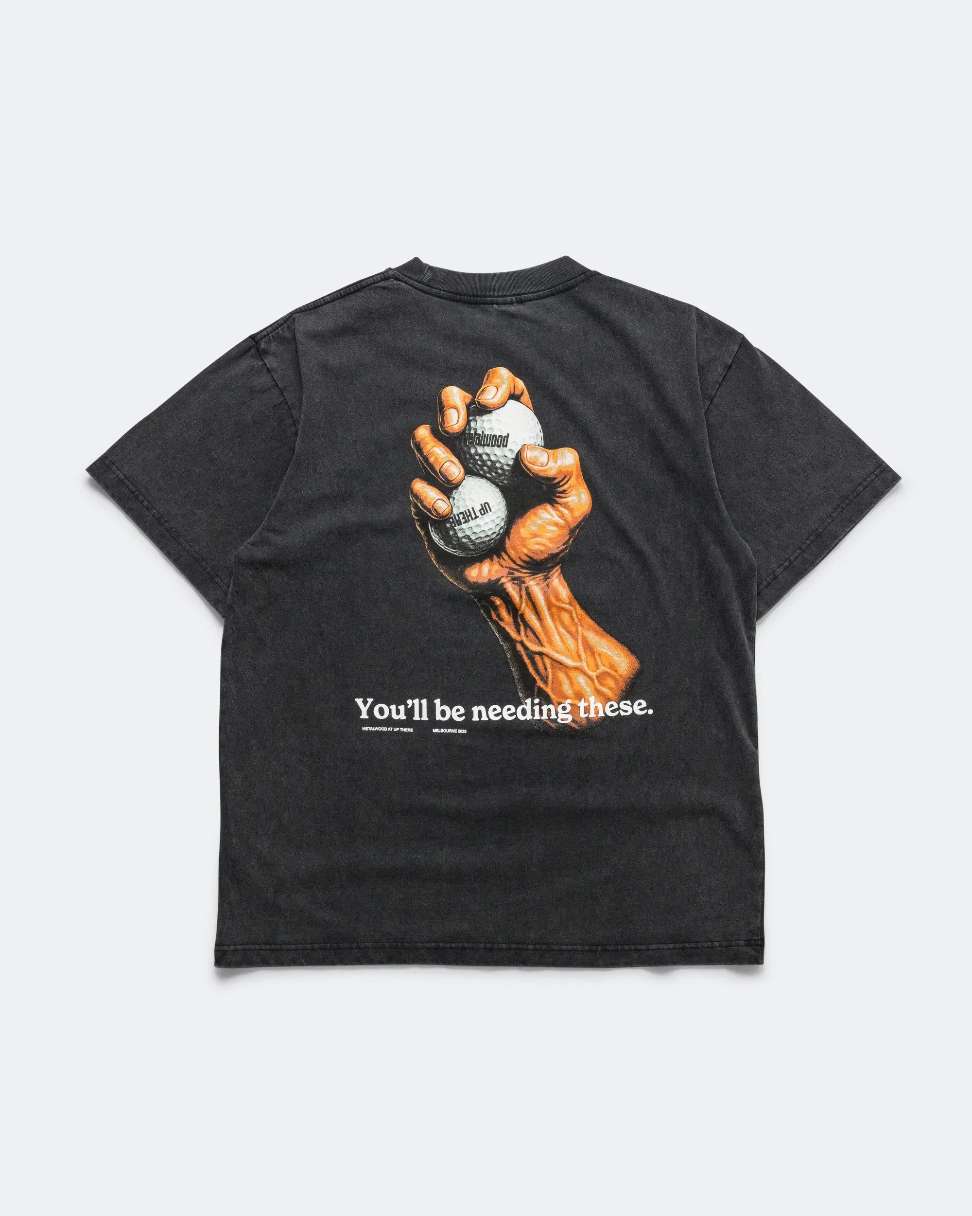 Metalwood Handful T-Shirt x UP THERE - Overdyed Black Wash
