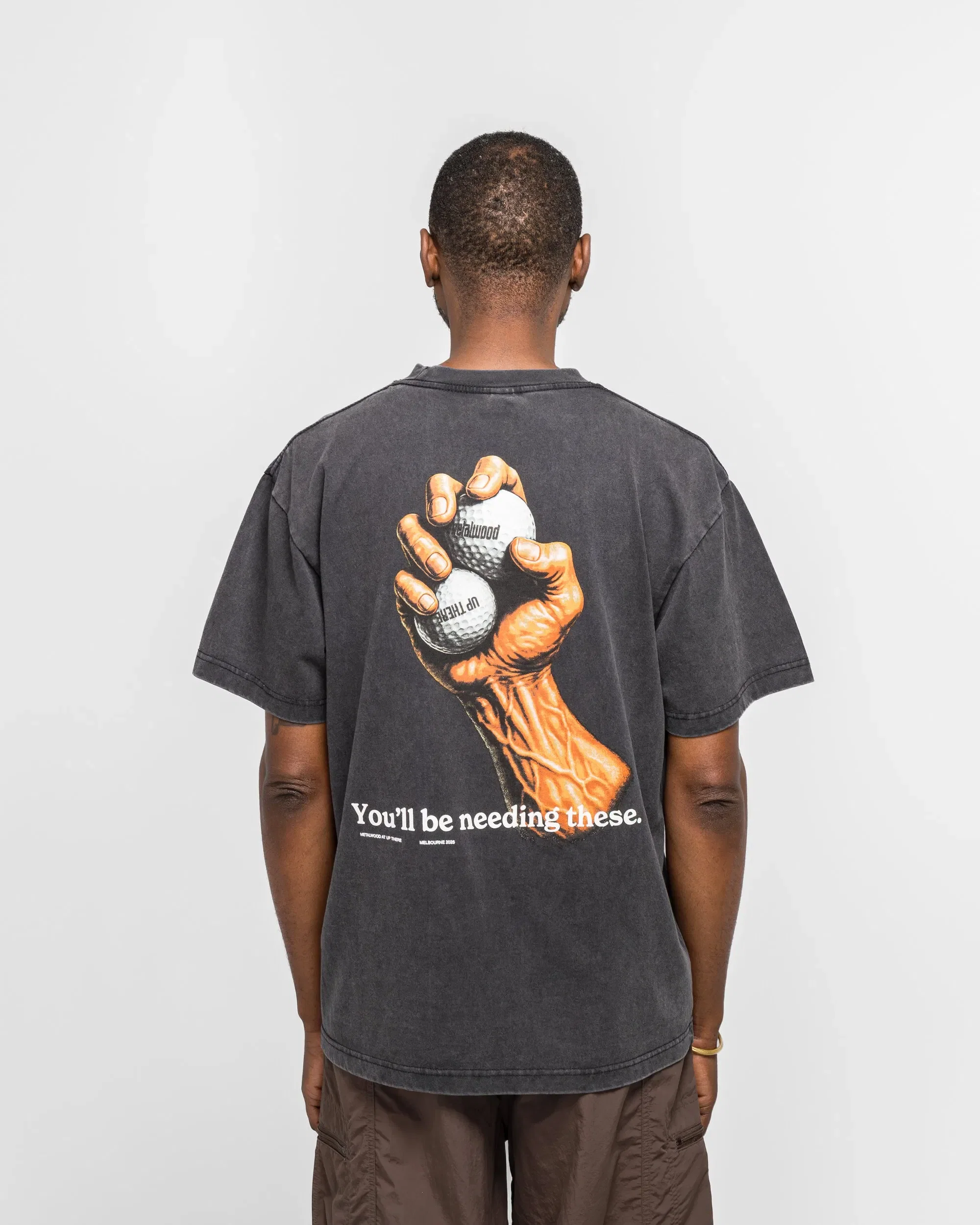 Metalwood Handful T-Shirt x UP THERE - Overdyed Black Wash