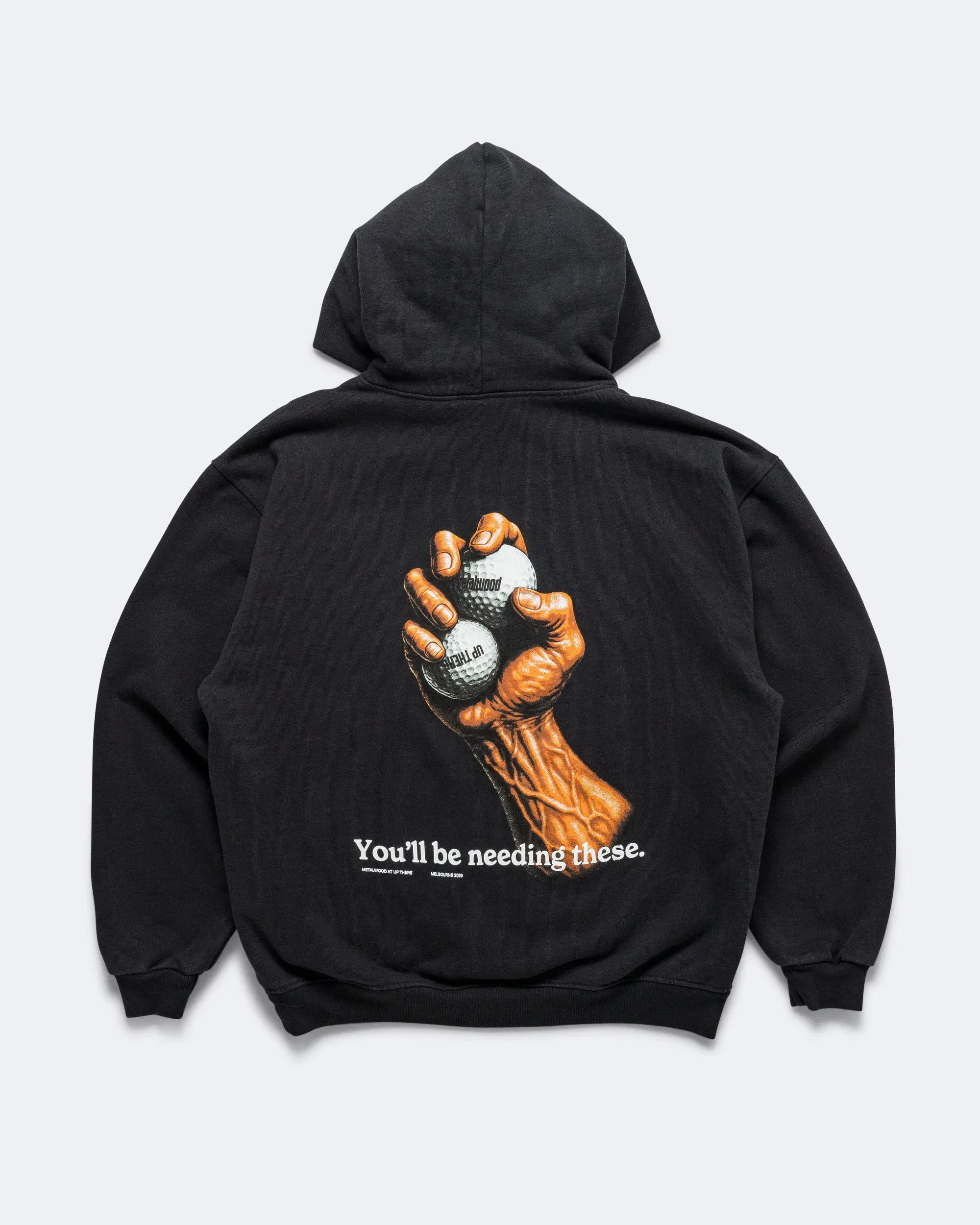 Metalwood Handful Hooded Sweatshirt x UP THERE - Overdyed Black Wash