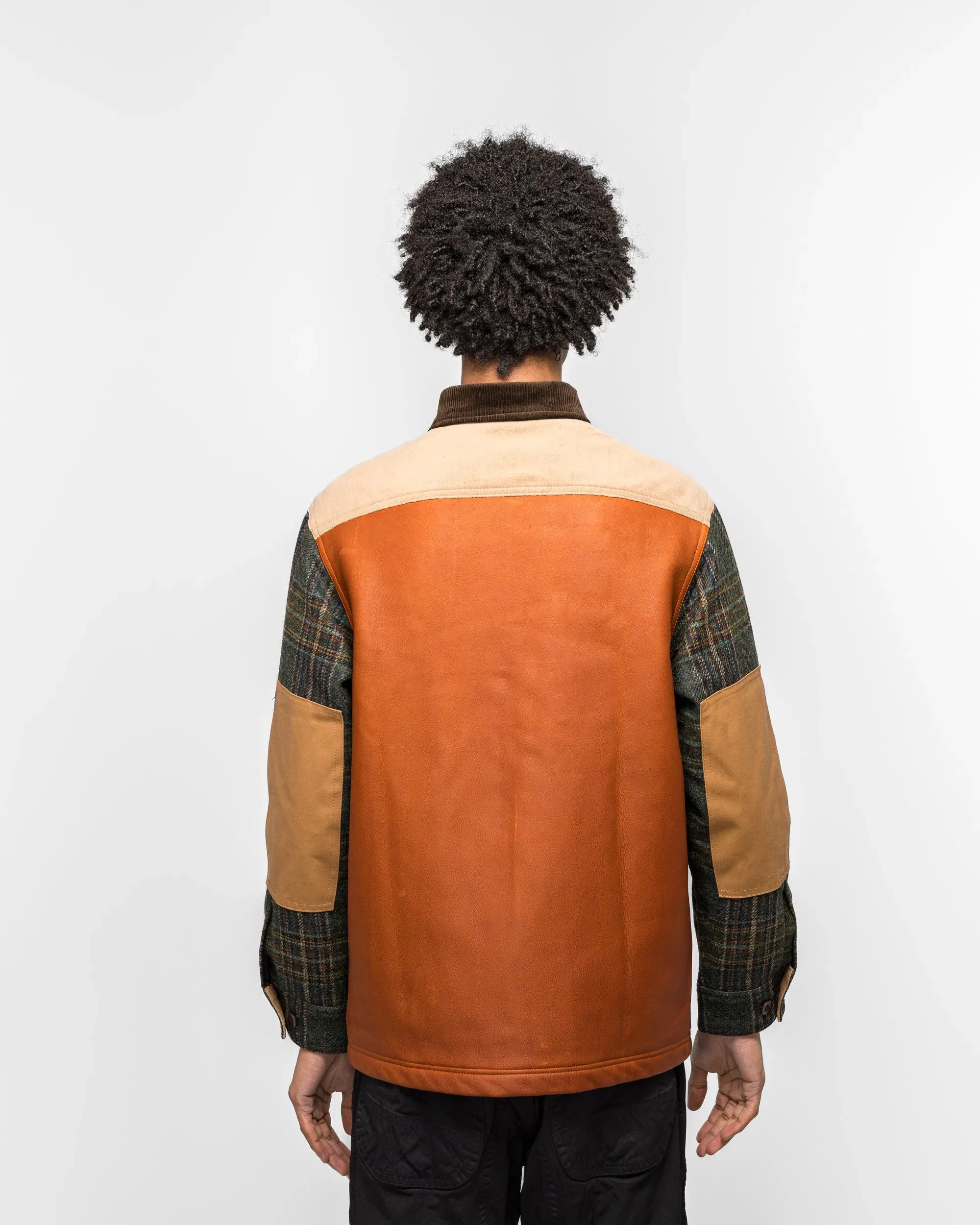 Junya Watanabe MAN Wool Check Tweed Leather Shirt x FILSON - Green/Brown