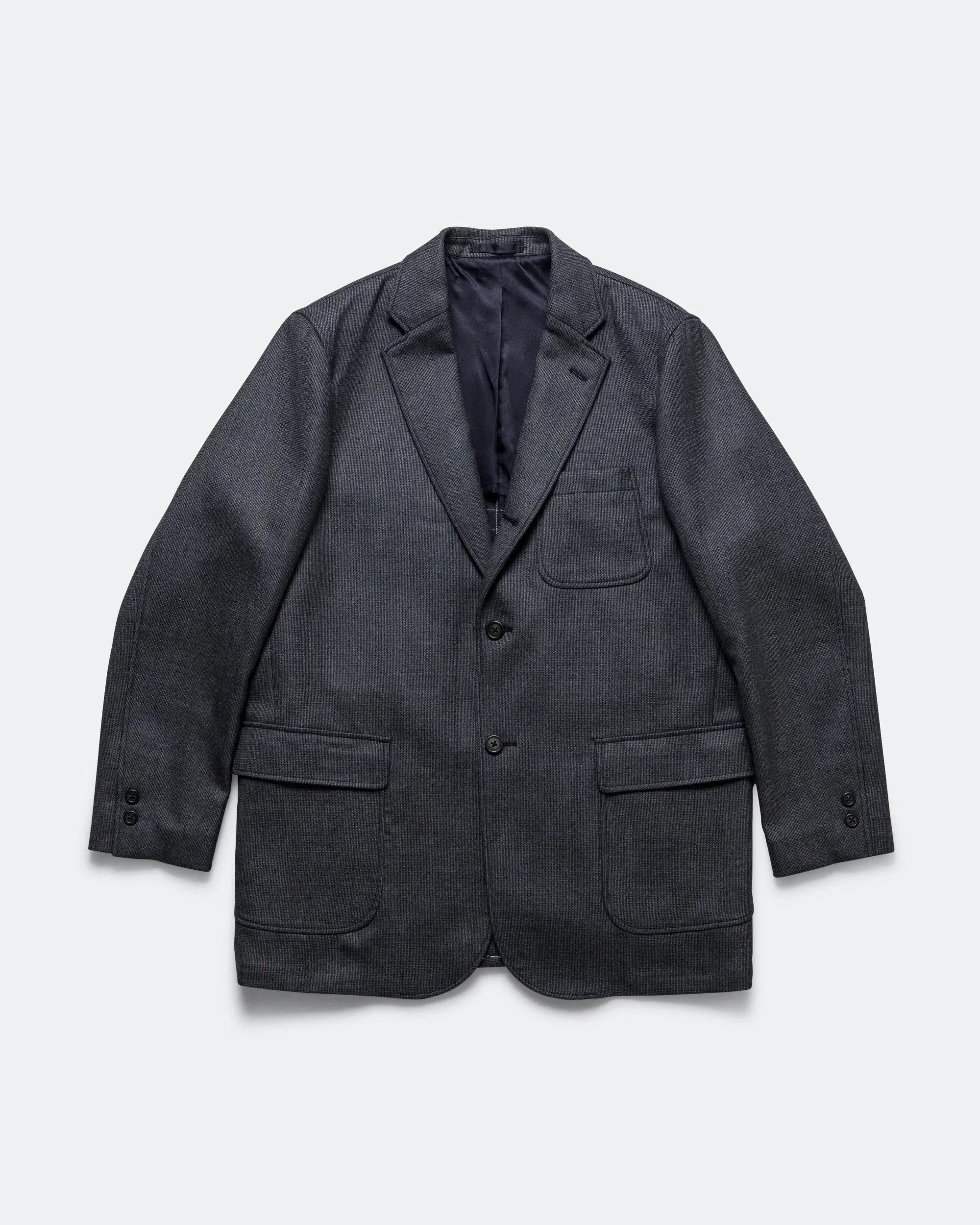 BEAMS PLUS 3B Blazer Box-Fit Wool Double Weave - Navy