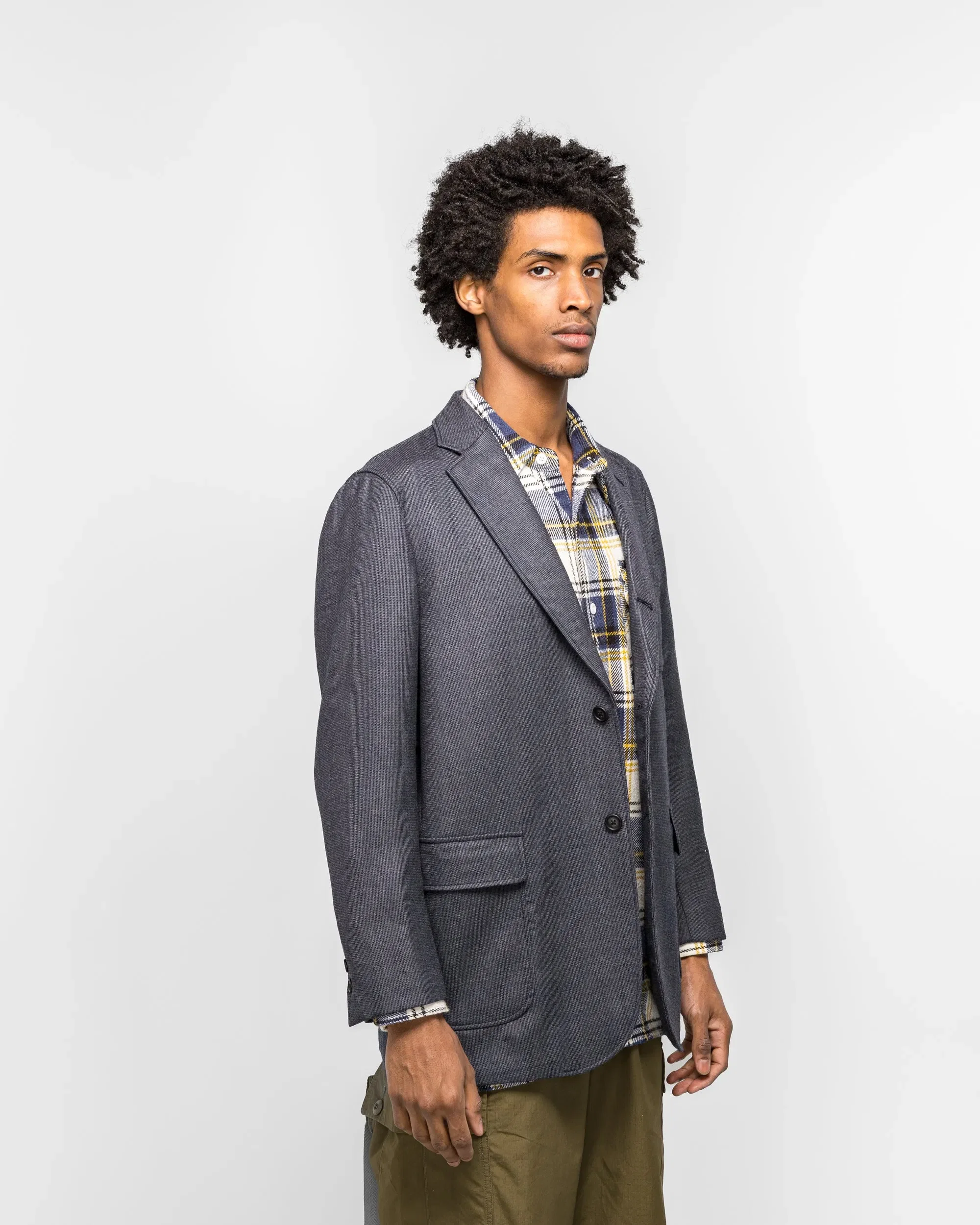 BEAMS PLUS 3B Blazer Box-Fit Wool Double Weave - Navy
