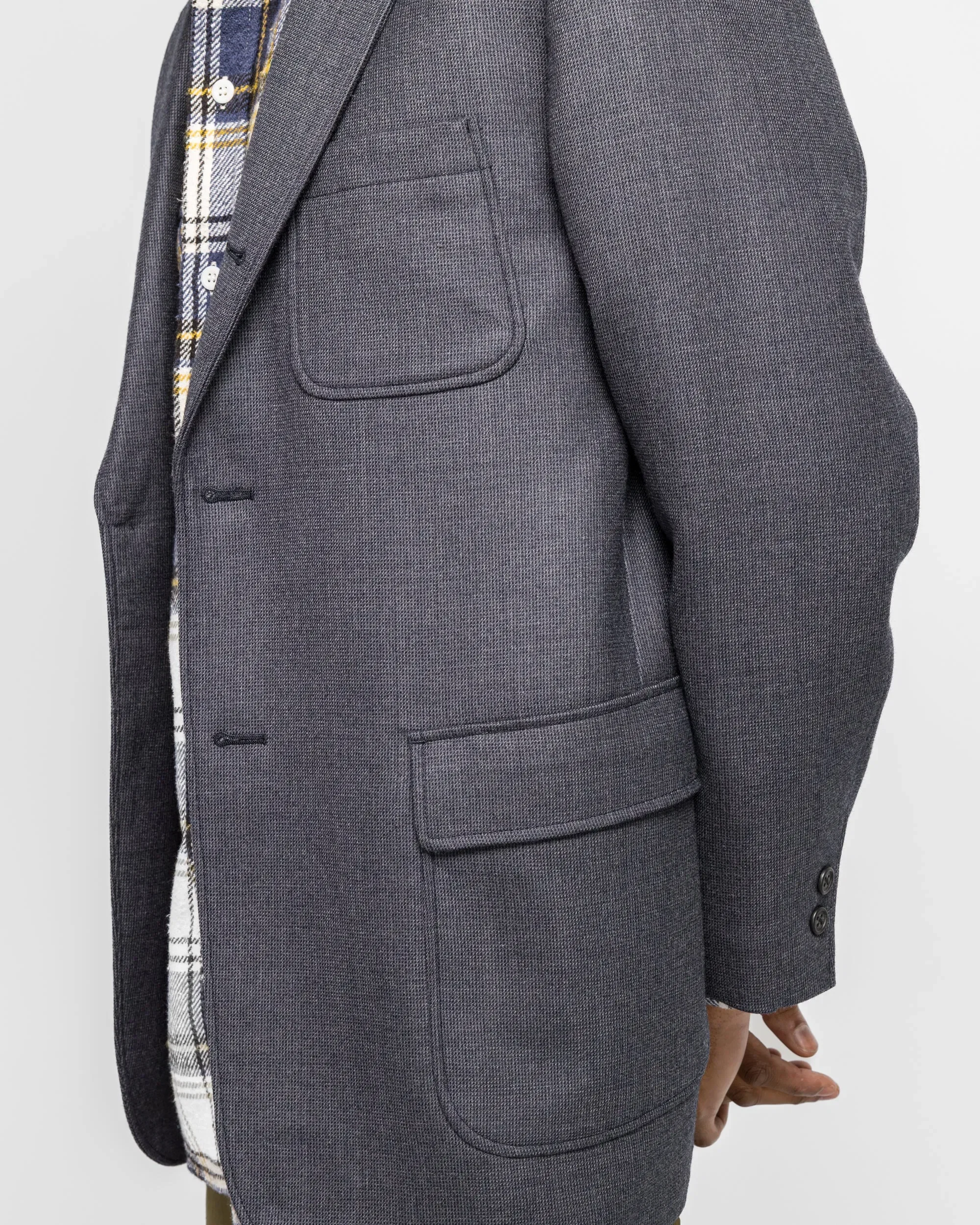 BEAMS PLUS 3B Blazer Box-Fit Wool Double Weave - Navy