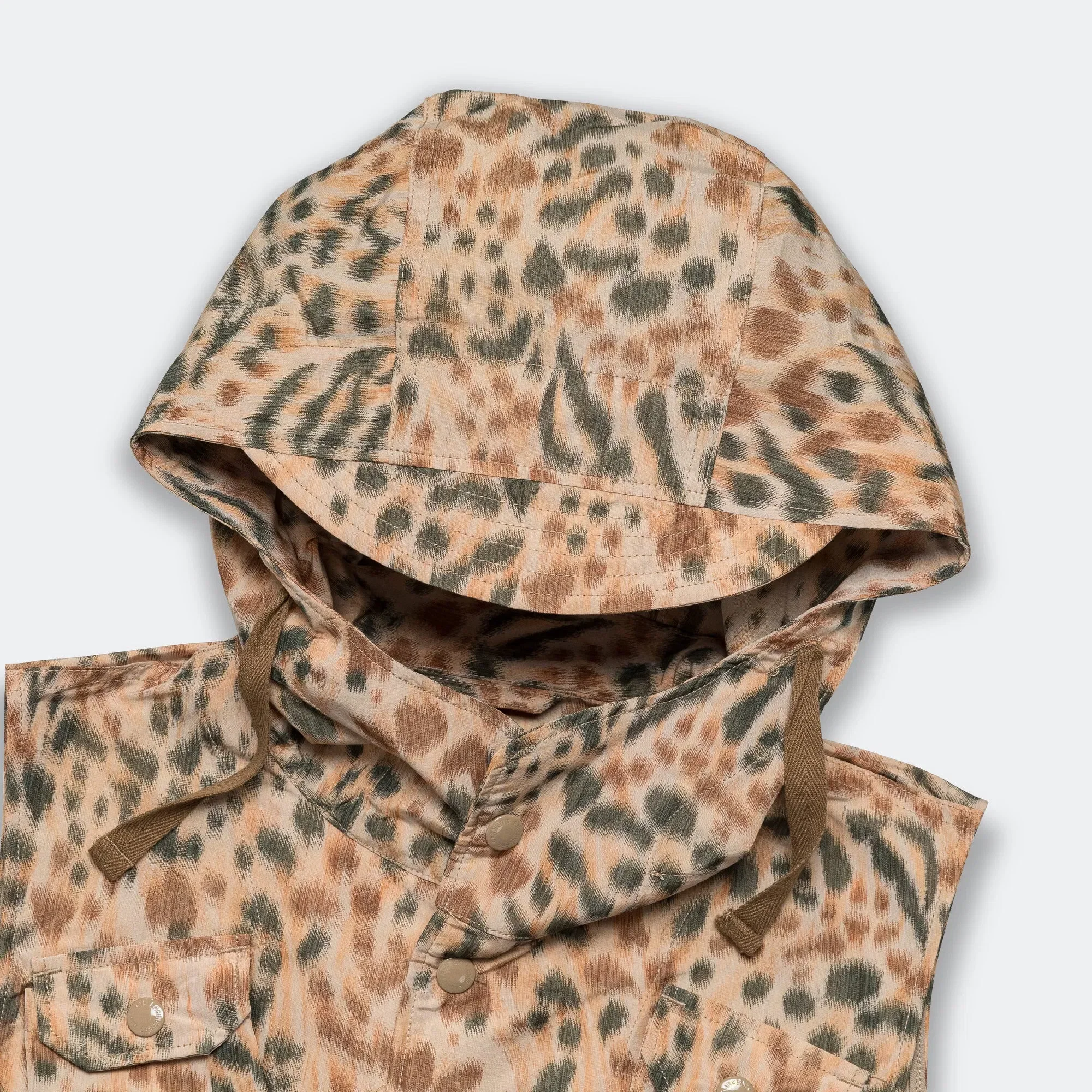 Engineered Garments Field Vest - Brown Poly Leopard Print