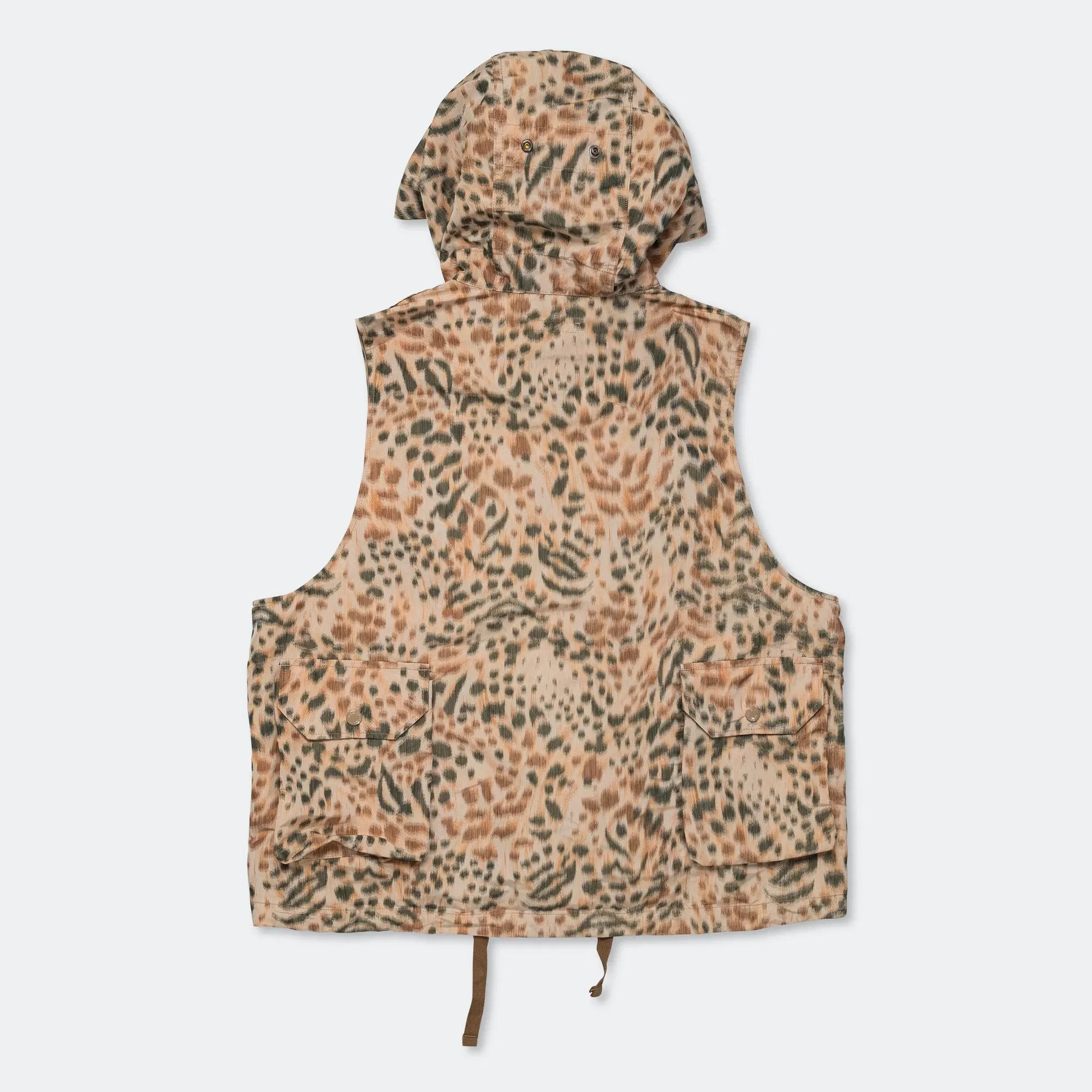 Engineered Garments Field Vest - Brown Poly Leopard Print
