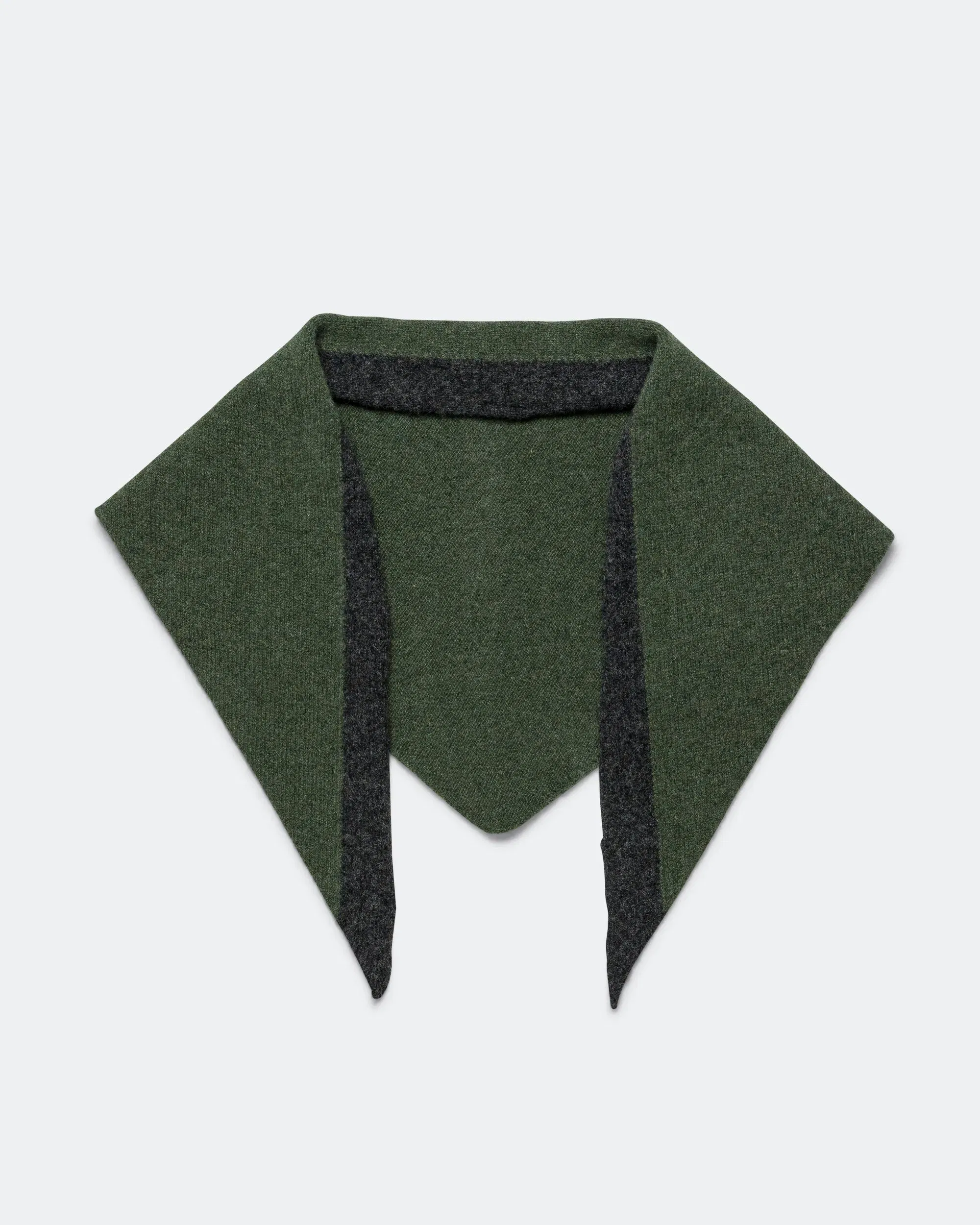 MHL. Tipped Scout Scarf - Green/Charcoal Lambswool