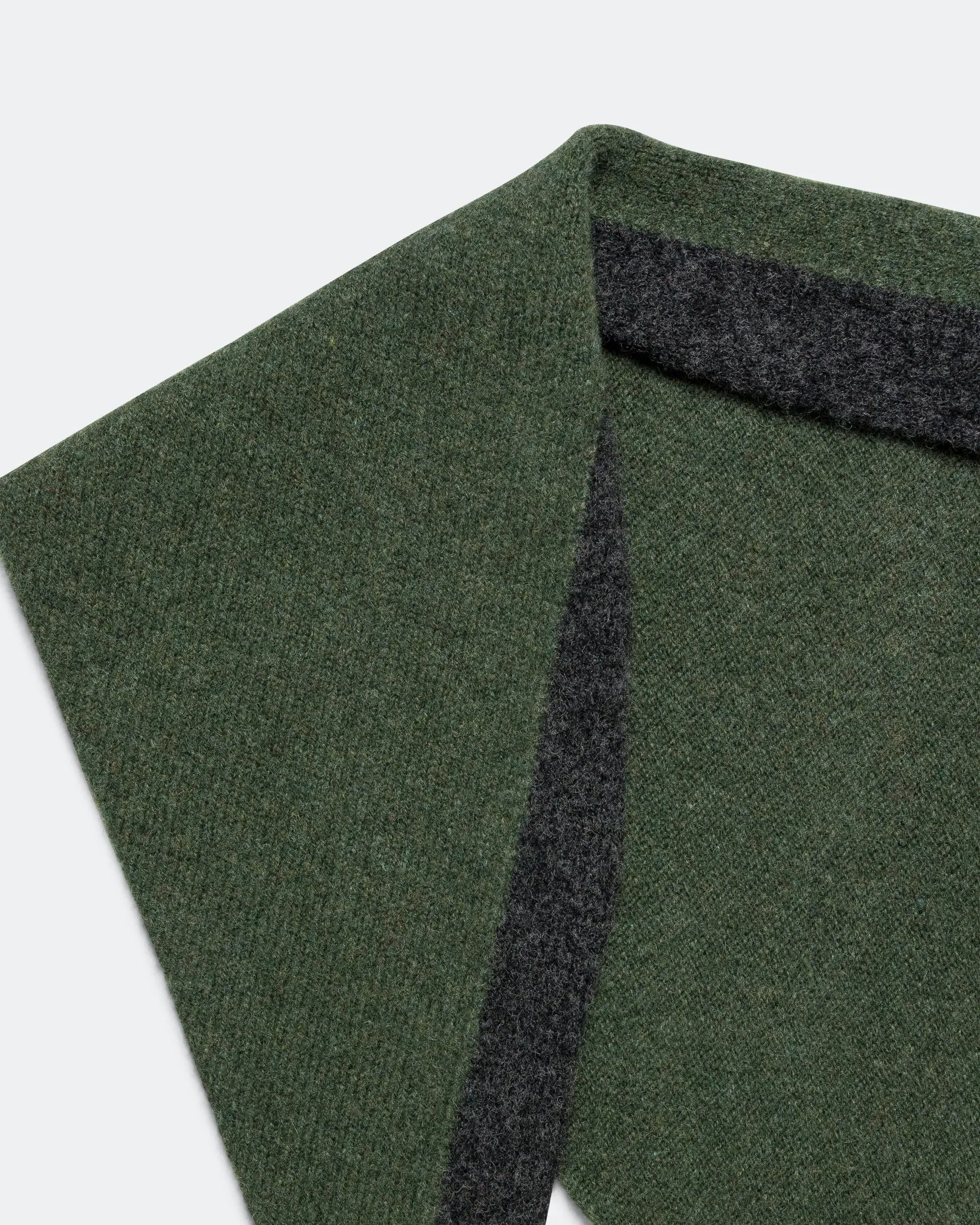 MHL. Tipped Scout Scarf - Green/Charcoal Lambswool