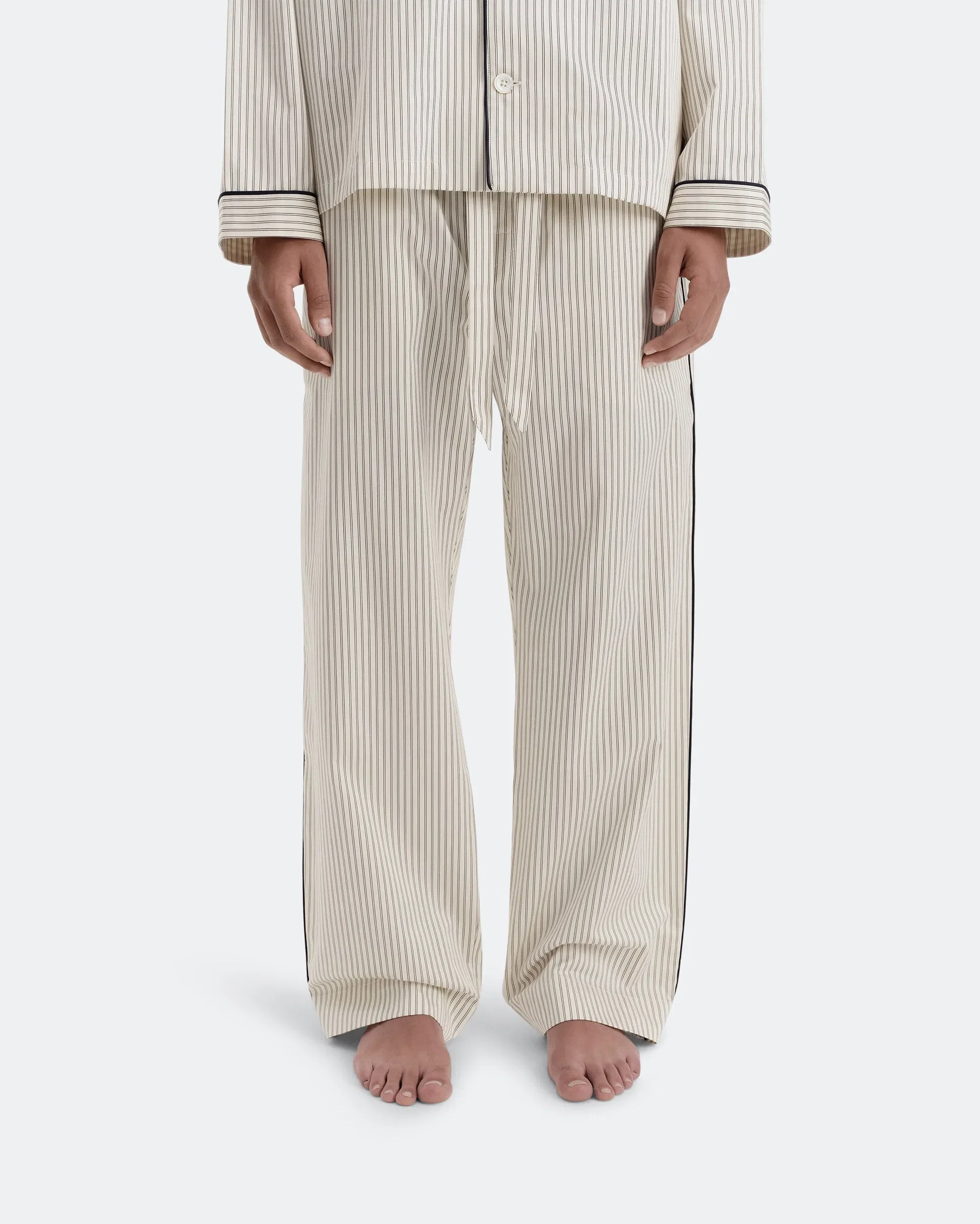TEKLA Sateen Pyjama Pant - Brown Pin Stripes