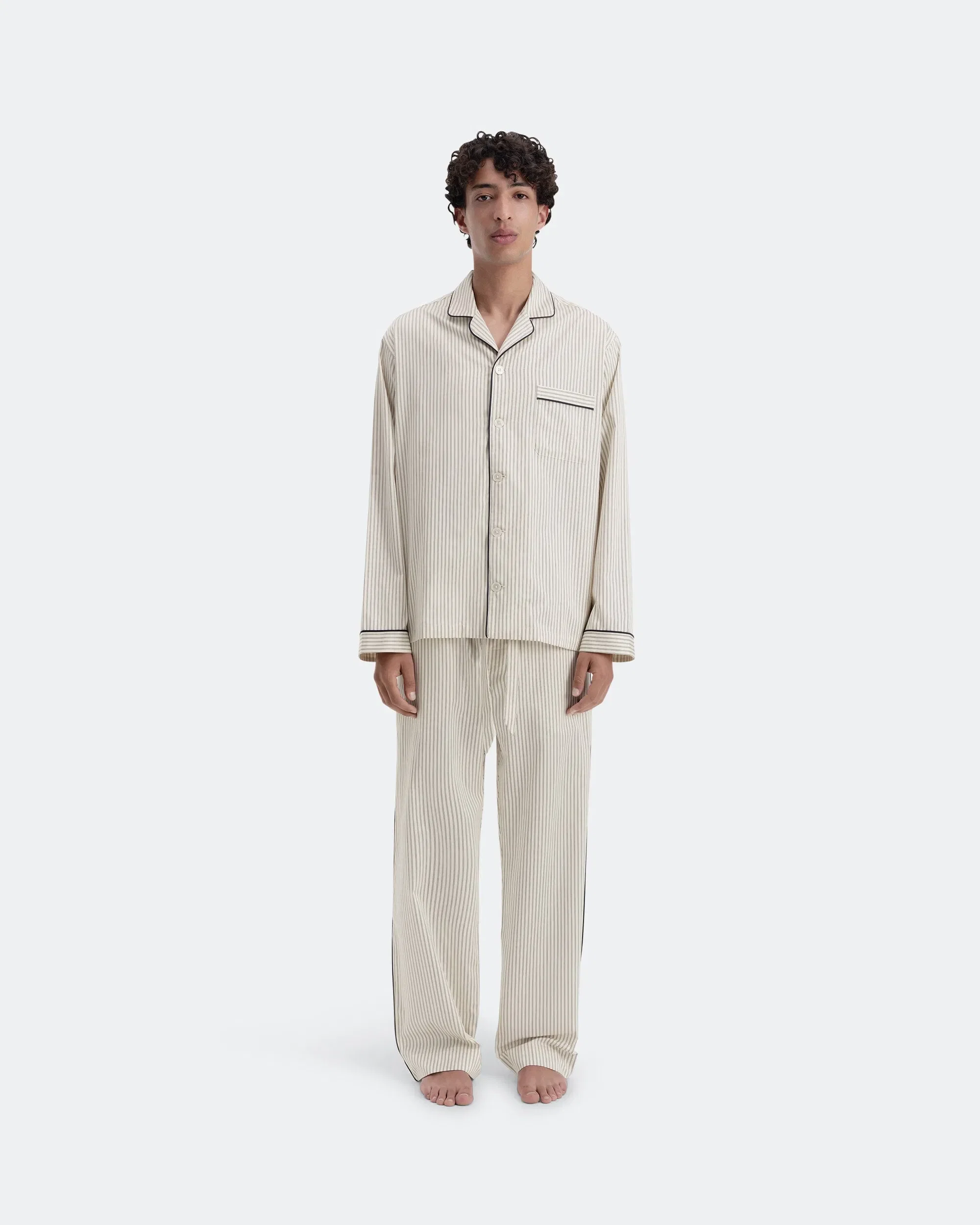 TEKLA Sateen Pyjama Pant - Brown Pin Stripes