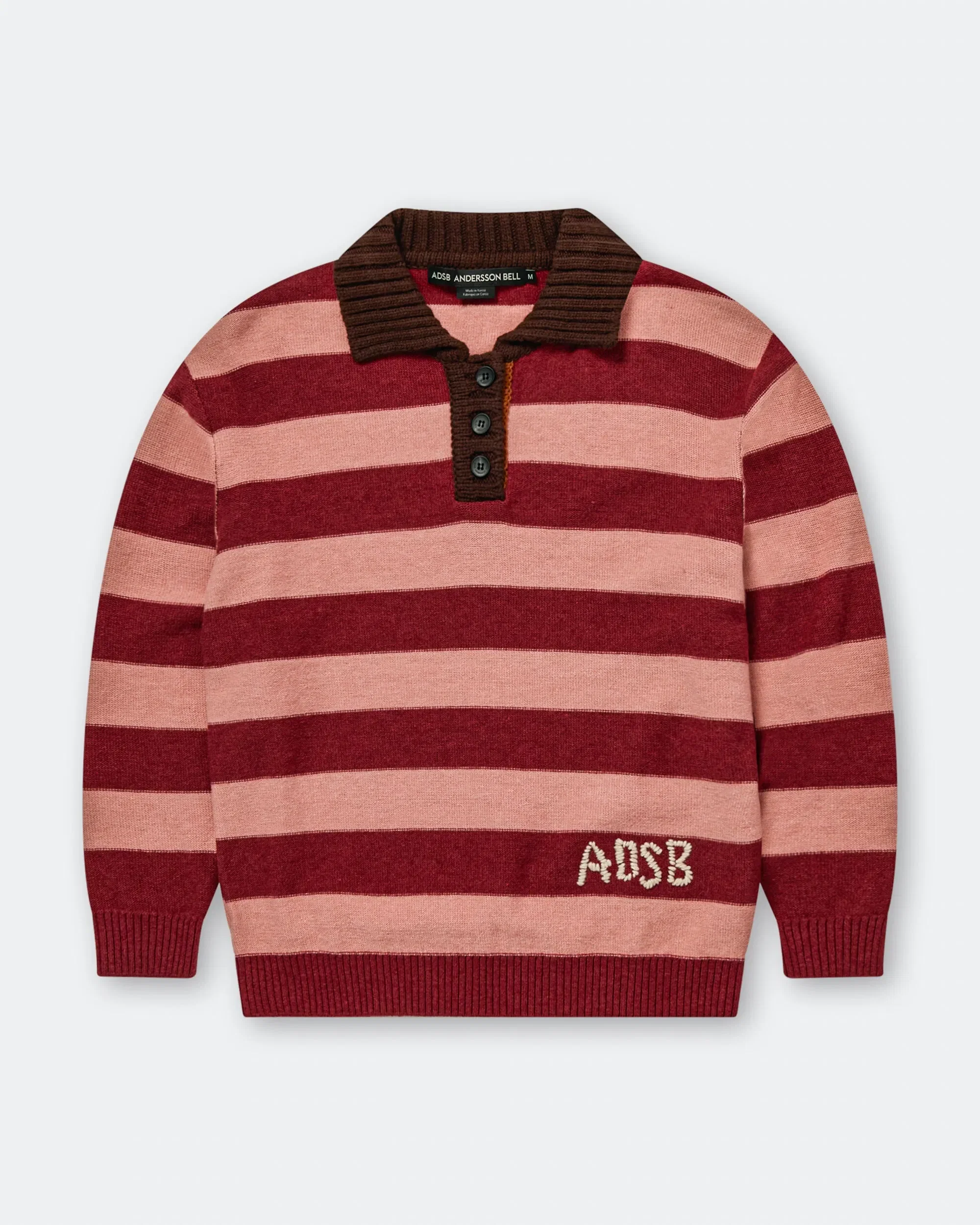 Andersson Bell Loose-Fit Stripe Collar Sweater - Pink/Red White