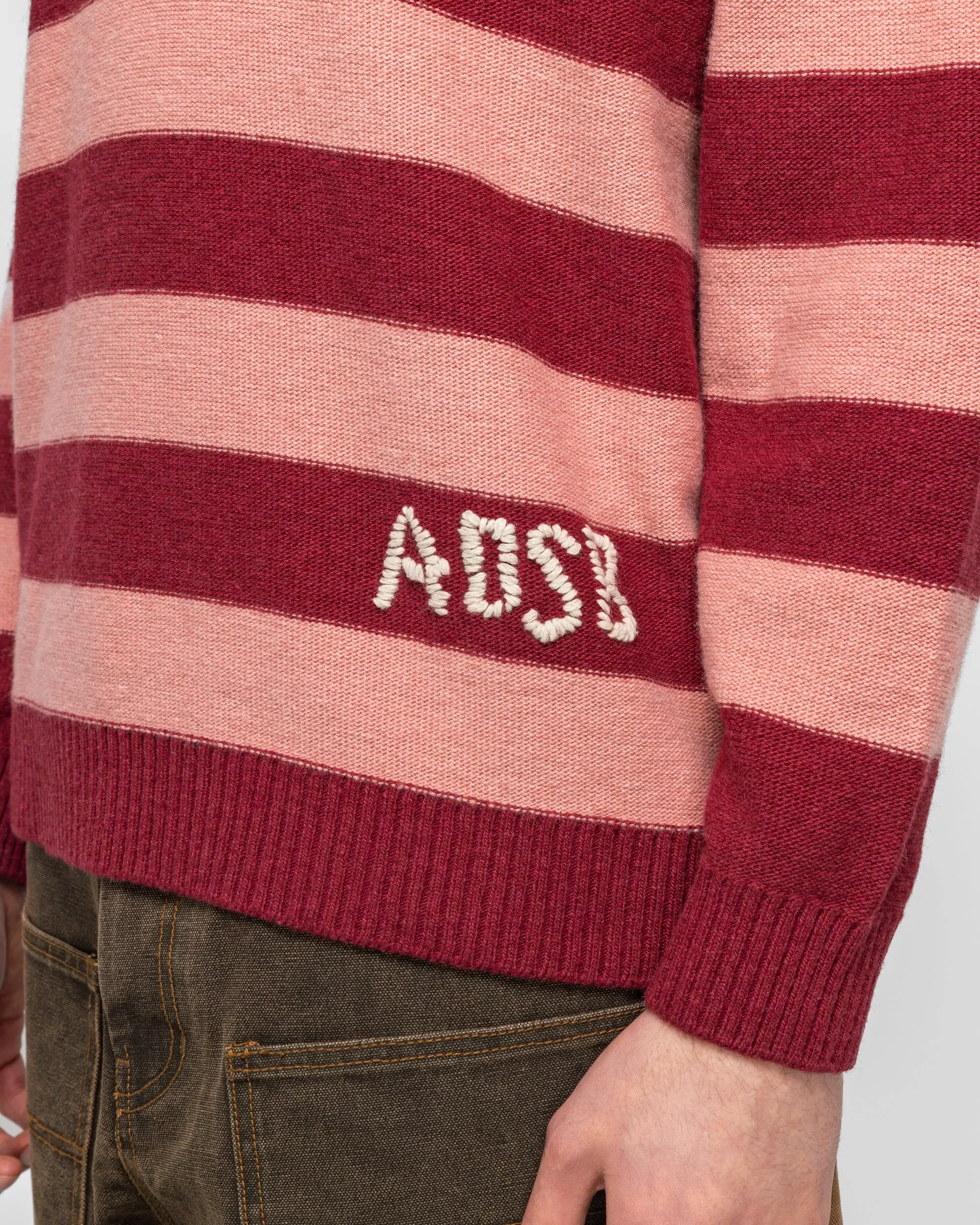 Andersson Bell Loose-Fit Stripe Collar Sweater - Pink/Red White
