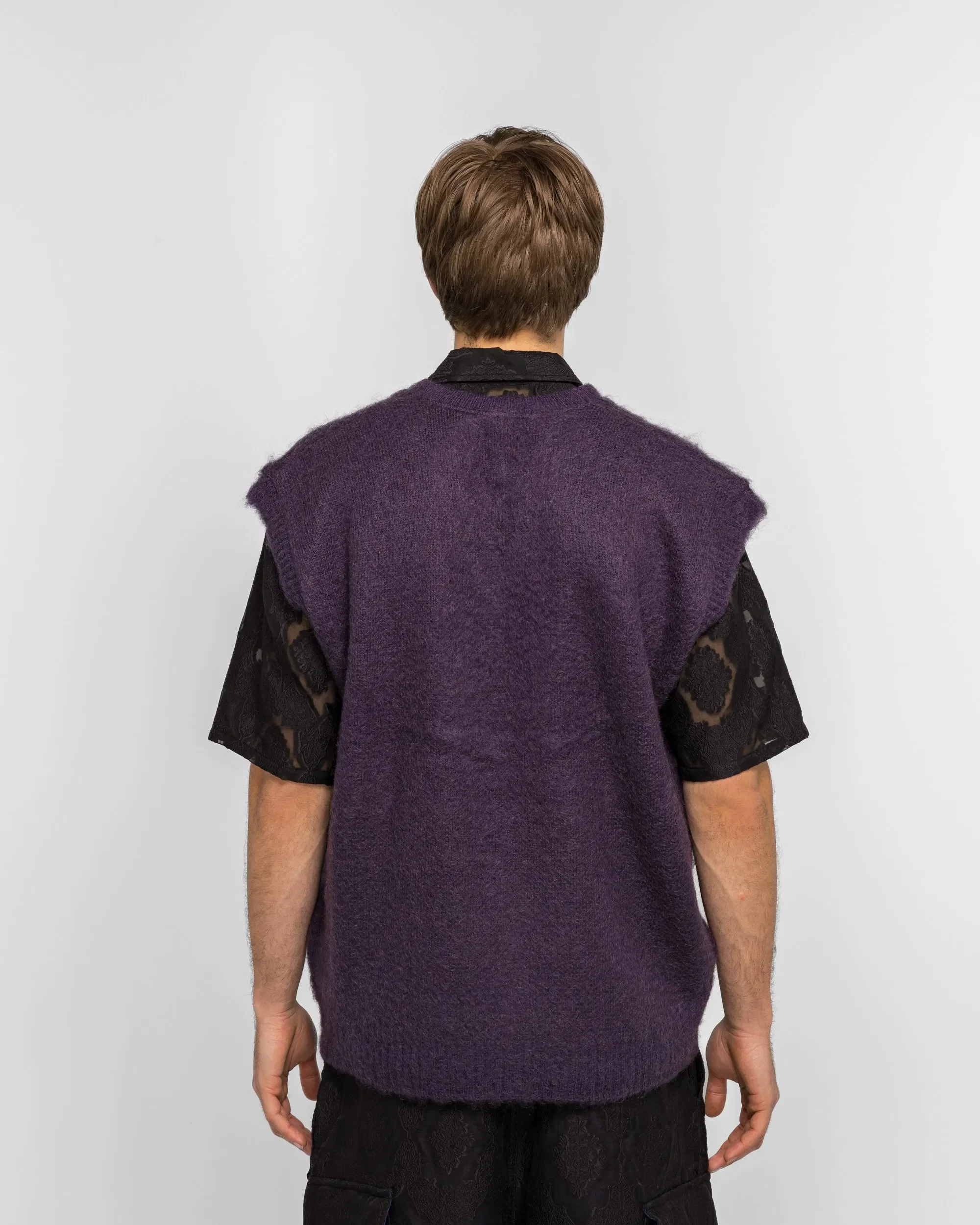 Needles Mohair Knit Vest - Purple Solid