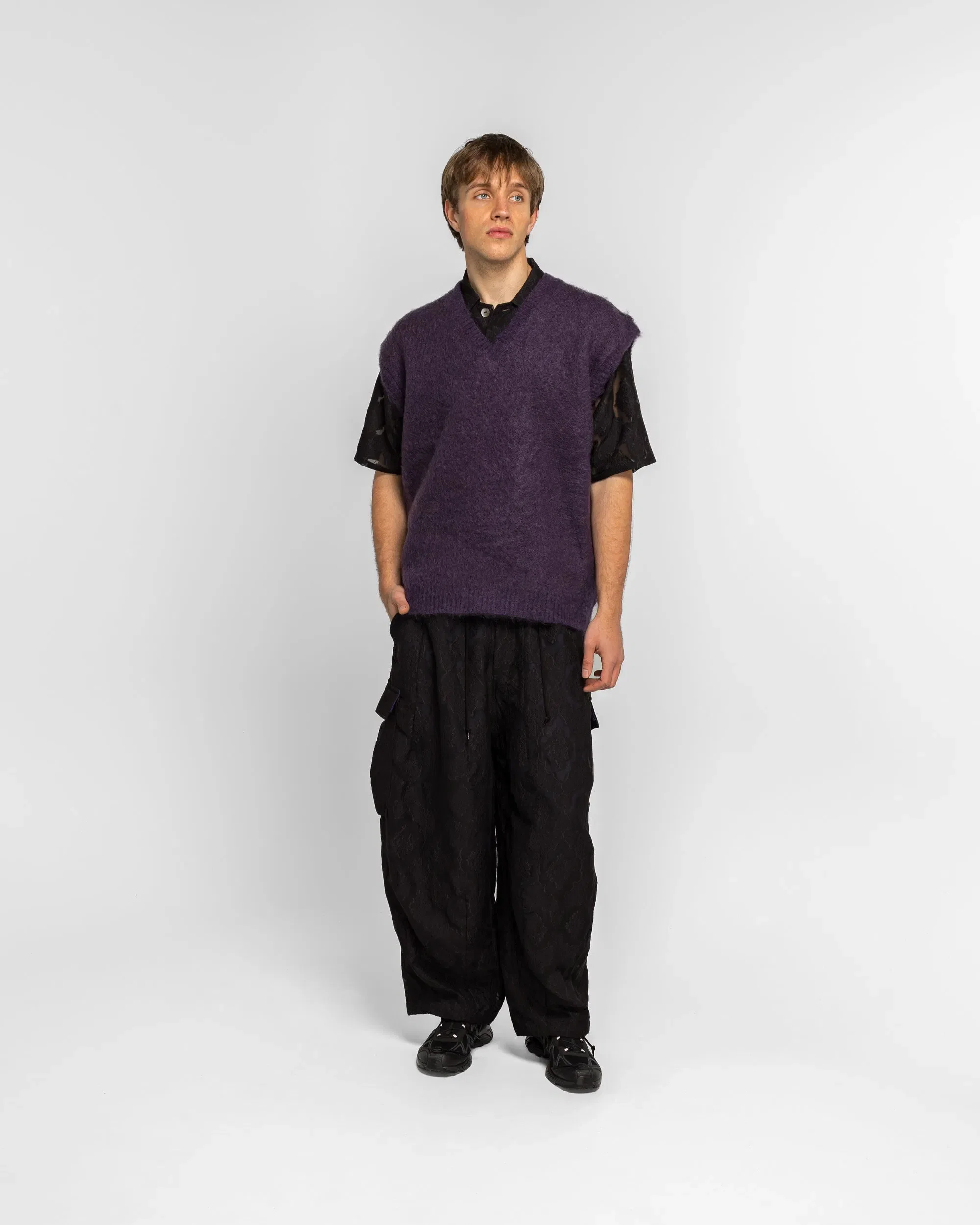Needles Mohair Knit Vest - Purple Solid