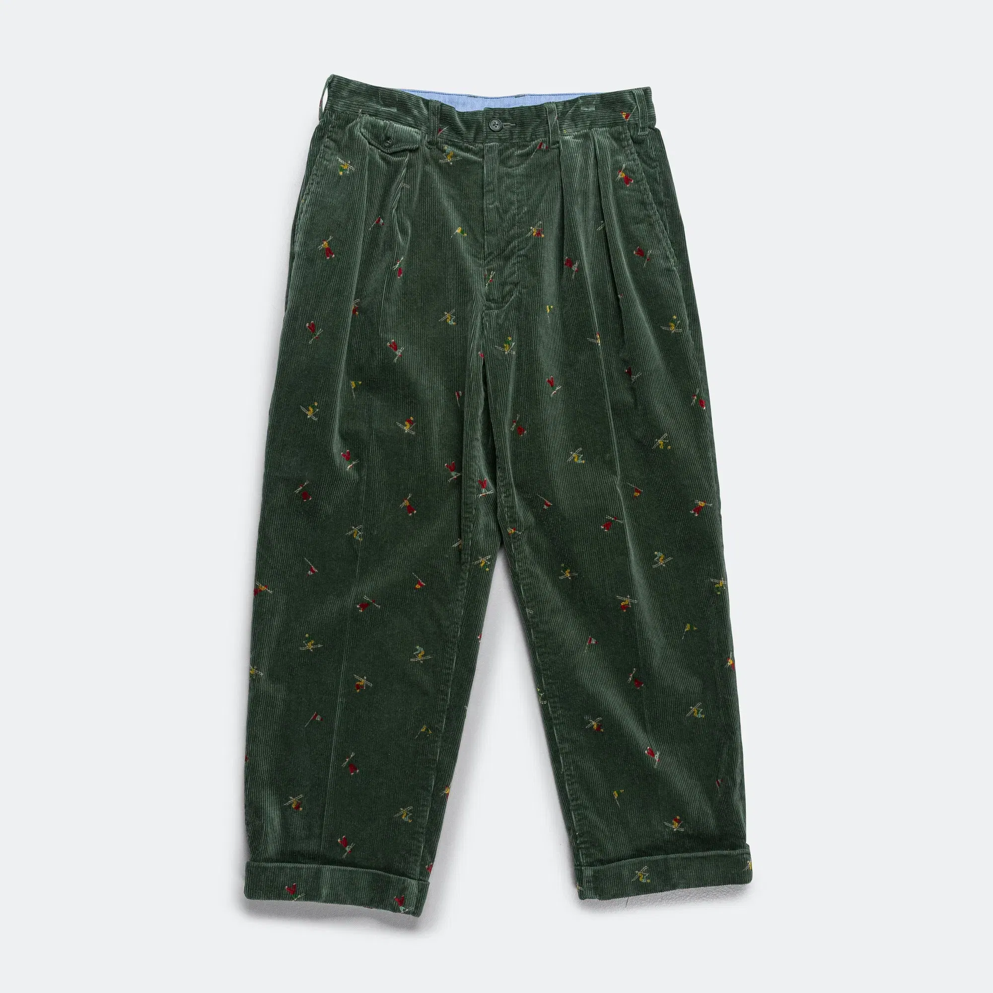 BEAMS PLUS 2 Pleats Trousers Corduroy - Skier Green