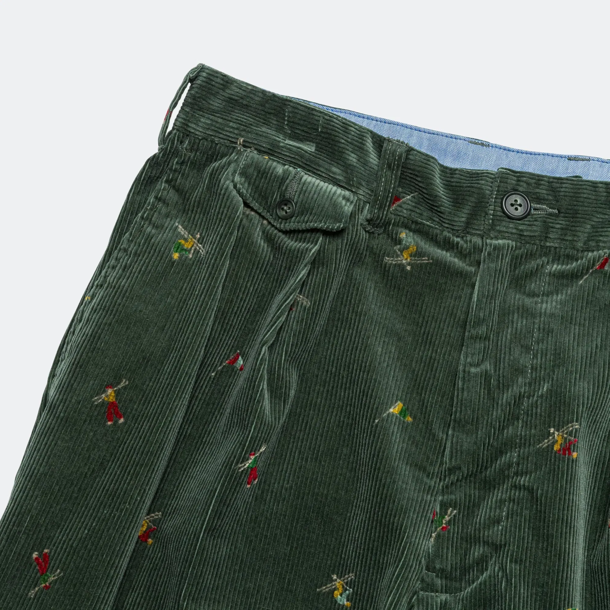 BEAMS PLUS 2 Pleats Trousers Corduroy - Skier Green