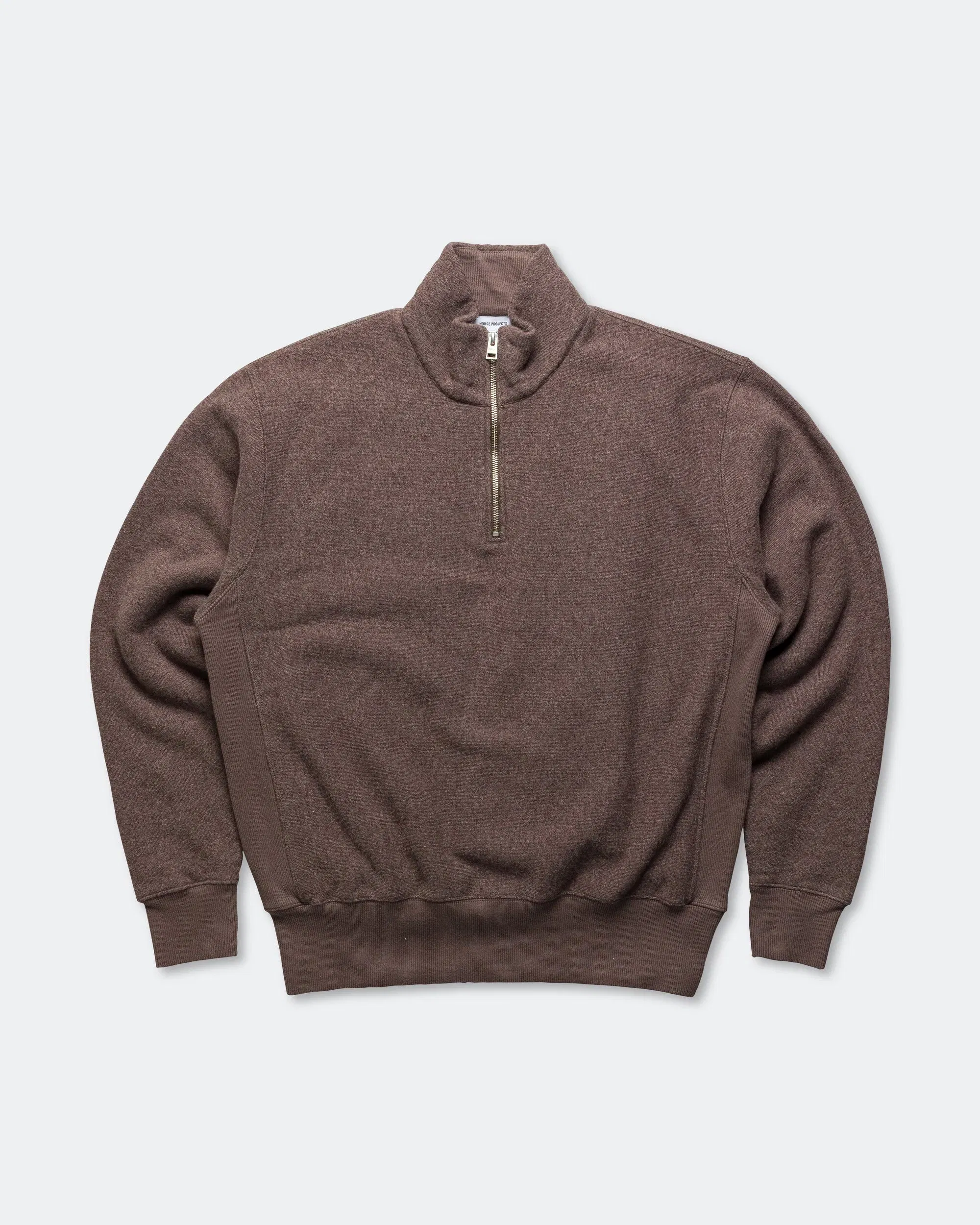 Norse Projects Ketel Relaxed Cotton Wool Half Zip Sweatshirt - Walnut