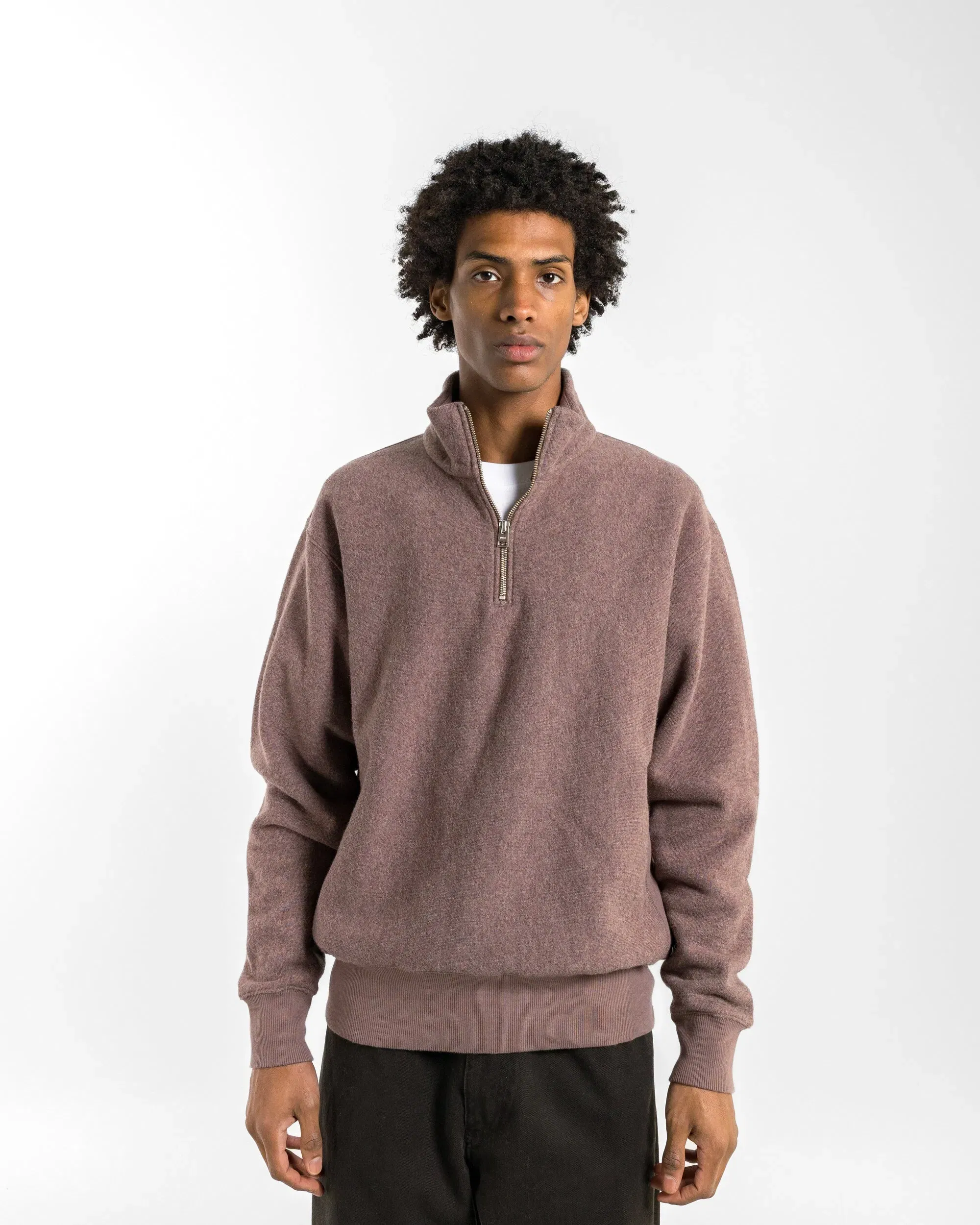 Norse Projects Ketel Relaxed Cotton Wool Half Zip Sweatshirt - Walnut