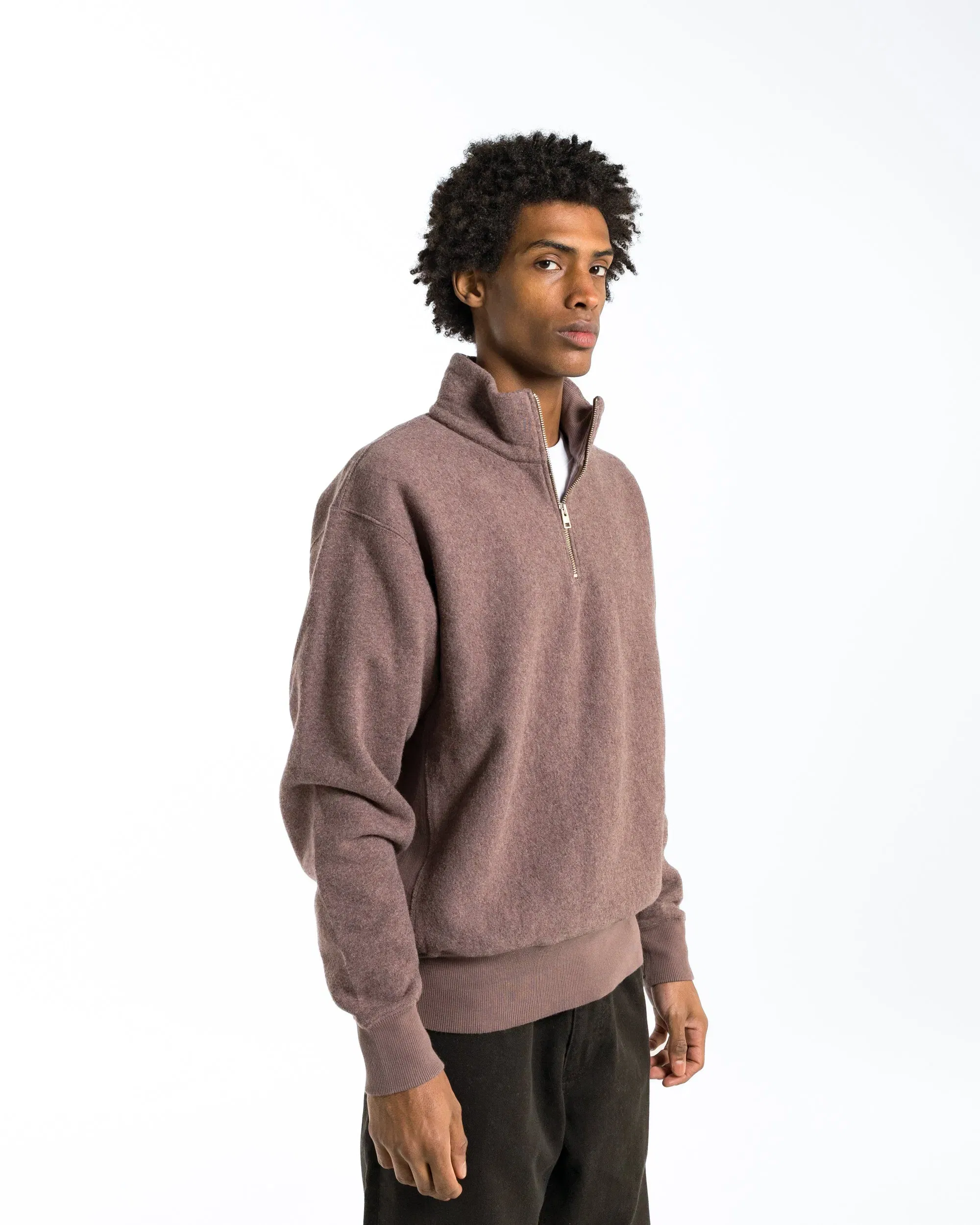 Norse Projects Ketel Relaxed Cotton Wool Half Zip Sweatshirt - Walnut
